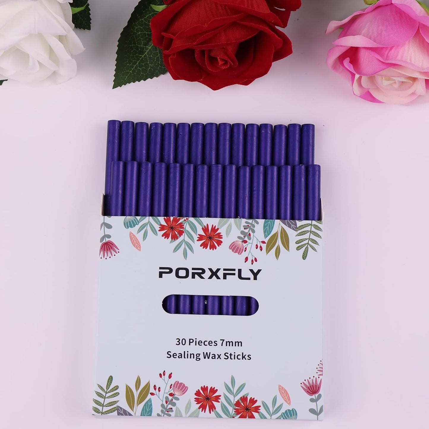 30 Pieces 7mm Sealing Wax Sticks for Glue Gun,PORXFLY Mini Wax Seal Sticks Great for Seals Stamp,Cards Envelopes,Wedding Invitations,Gift Wrapping,Wine Packages (Cerulean Blue)