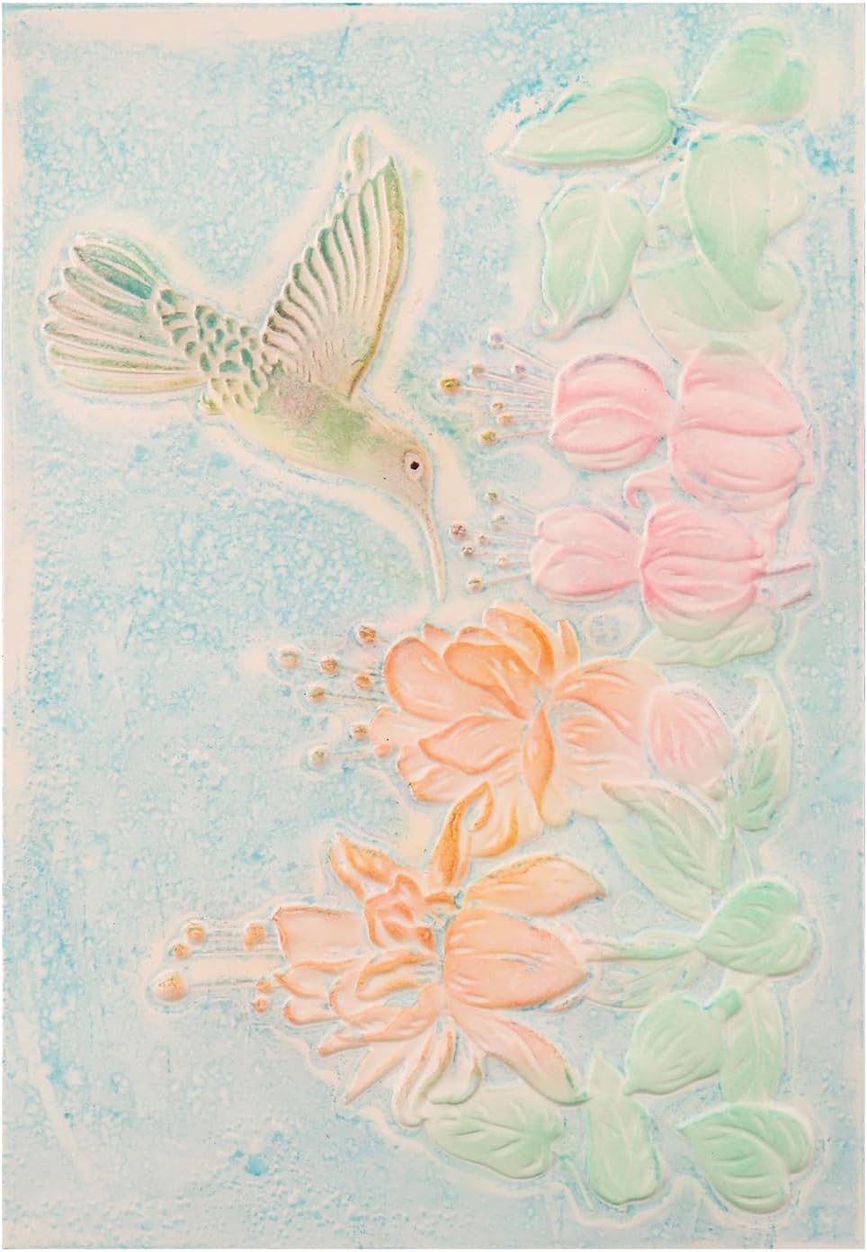 BAOFALI 3D Embossing Folder for Card Making,Hummingbird and Flowers Clear Plastic Texture Fades Embossing Folder Template for Scrapbooking and Other Paper Craft Album Stamps DIY Decoration