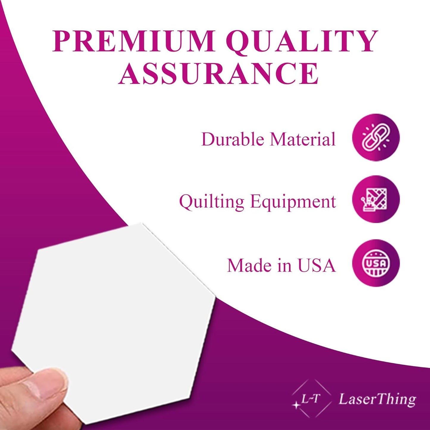LaserThing Quilting Paper Templates | Handy Tools for Crafting Quilt Patterns | Ideal for Precision Quilting Projects | Includes 1'' Hexagon EPP Set - 300 Pieces