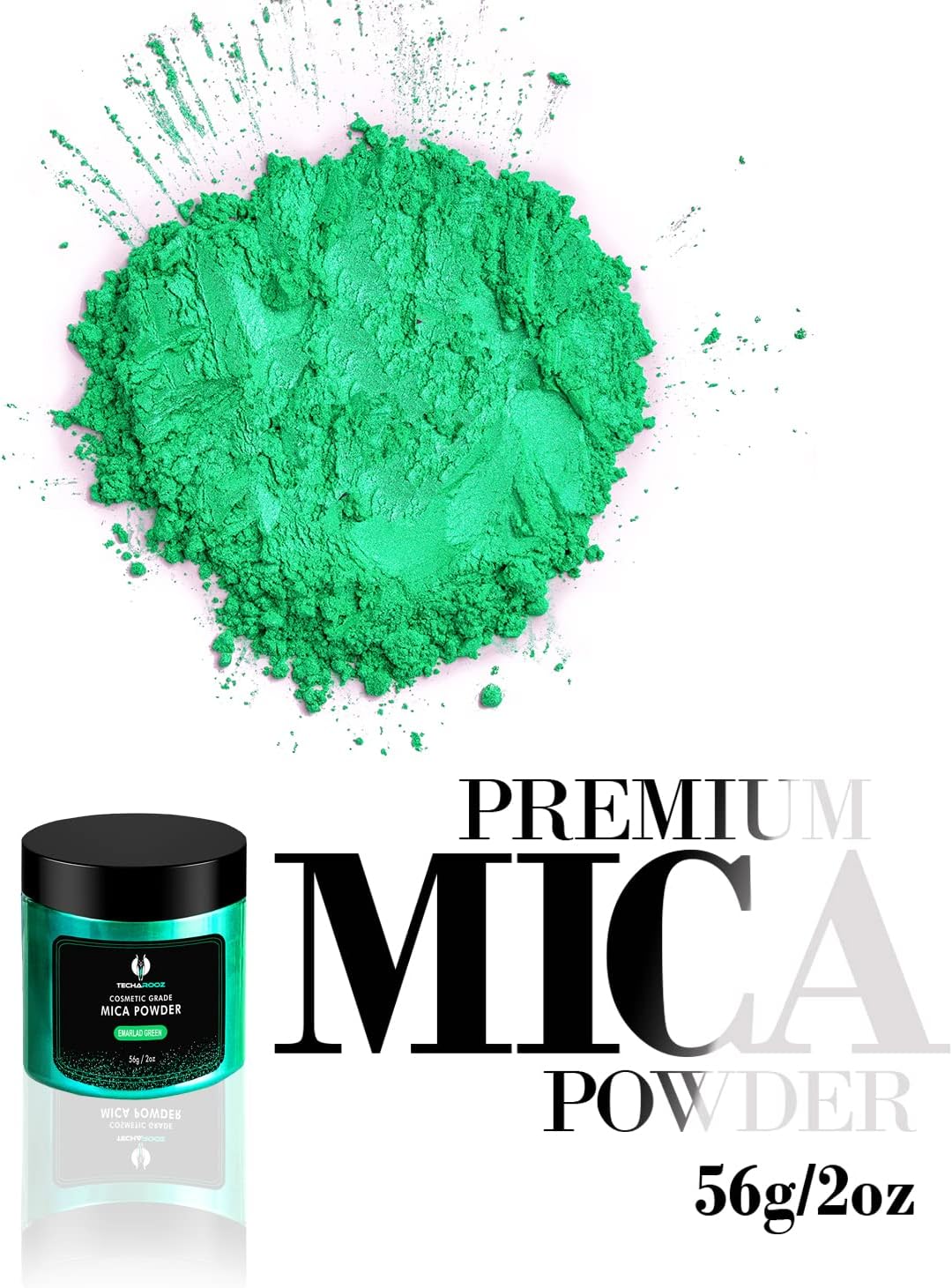 Emerald Green Mica Powder for Epoxy Resin 56g / 2oz. Jar - Techarooz 2 Tone Resin Dye Color Pigment Powder for Lip Gloss, Nails, Colorant for Slime Bath Bombs Soap Making & Polymer Clay