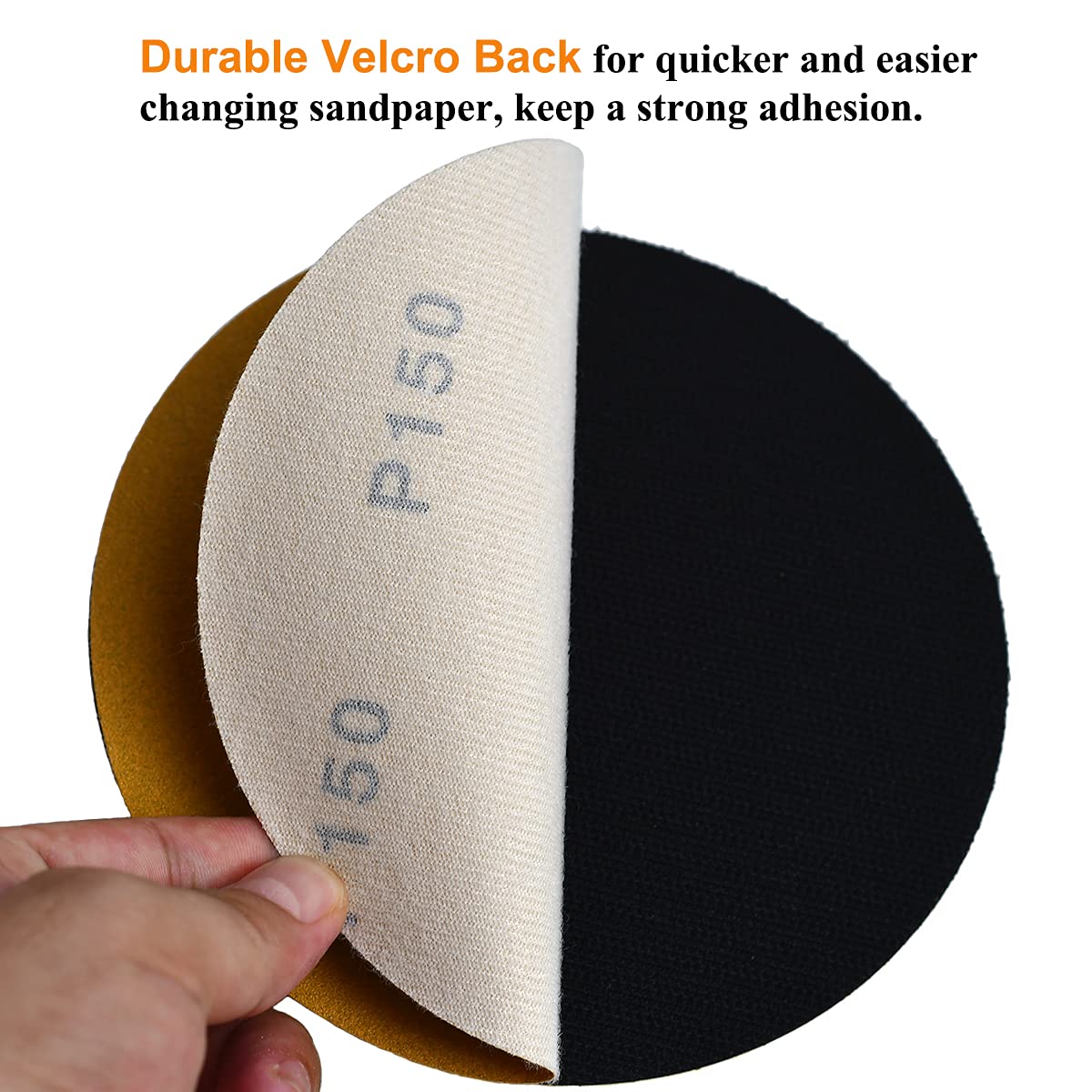 6-Inch No-Hole Hook and Loop Sanding Discs 150-Grit, Random Orbital Sandpaper for Automotive and Woodworking, 100-Pack