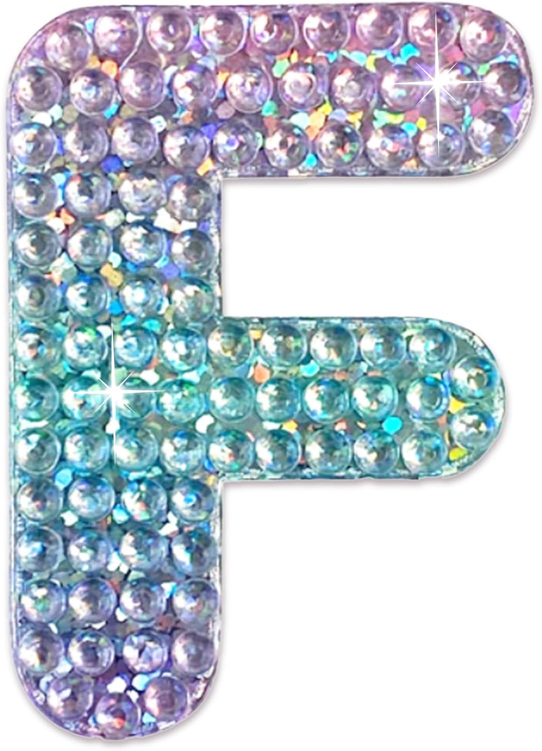 StickerBeans® Rhinestone Alphabet Letter Sticker F - Unique Sparkly Design 2” x 2” Cut-to-Shape Adhesive - Personalization, Collecting, Gifting, Scrapbooking, Decorating Laptops, Phone Cases, All Ages