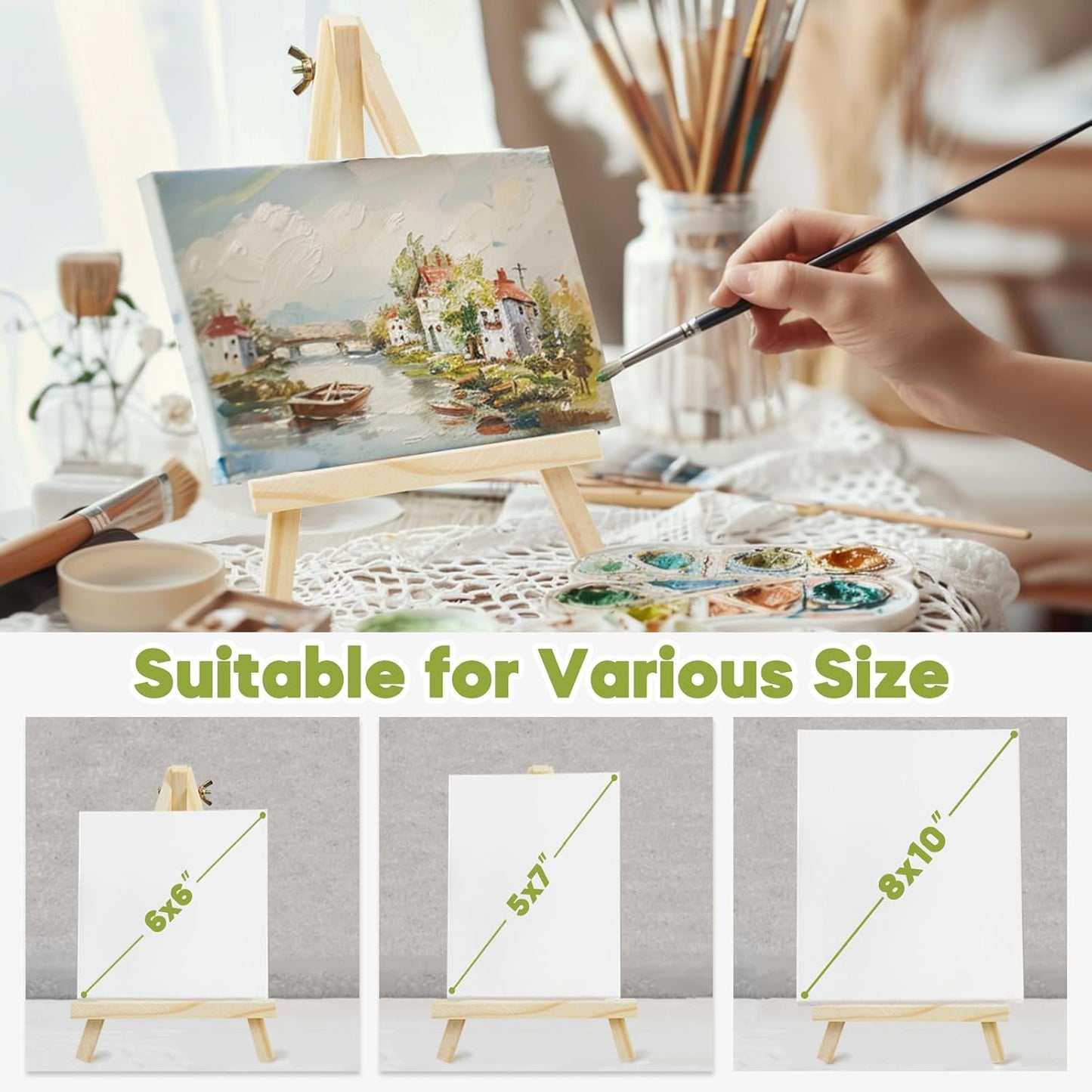 26 Pack 9 Inch Wood Easels, Easel Stand for Painting Canvases, Art, and Crafts,Tripod,Painting Party Easel,Kids Student Tabletop Easels for Painting,Portable A-Frame Tripod Tabletop Easel Set