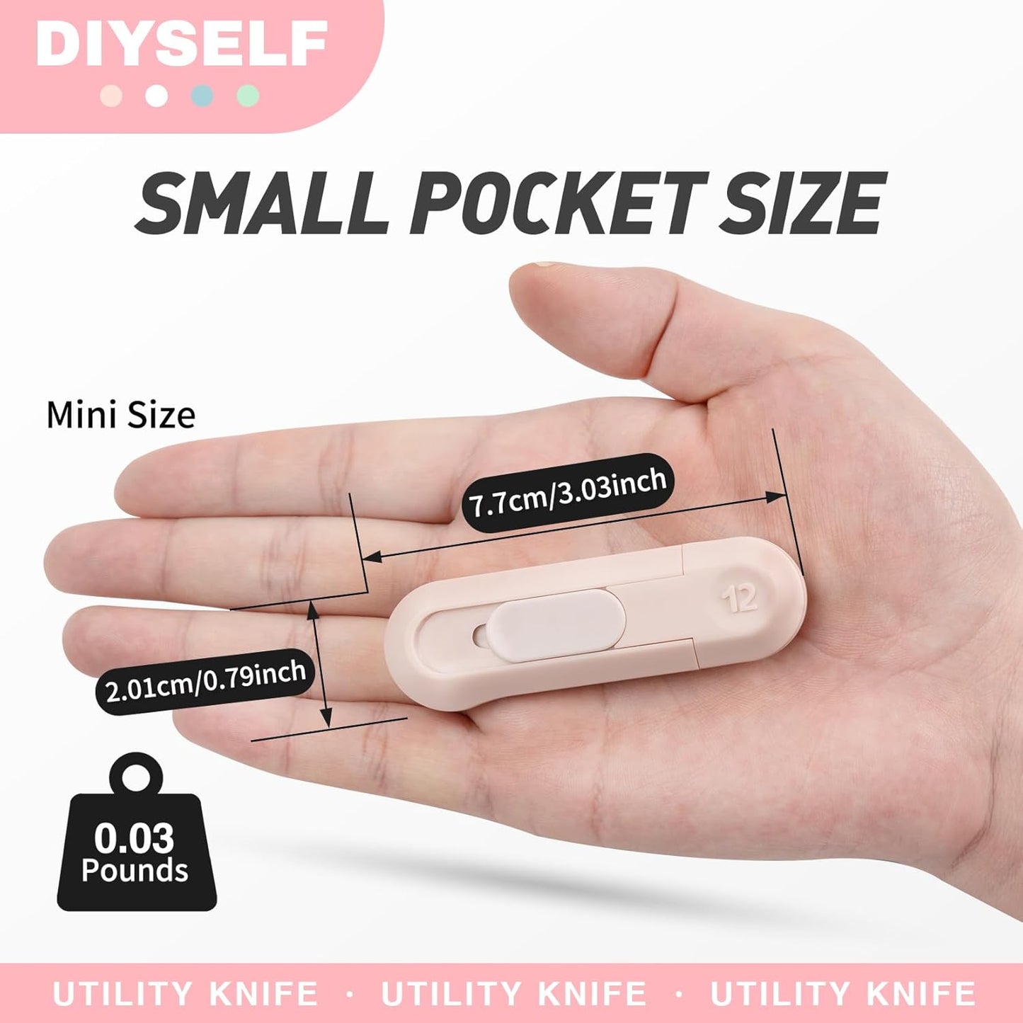 DIYSELF 8 Pack Box Cutter, Box Cutter Retractable Letter Opener, Cute Utility Knife Exacto Knife for School, Razor Knife for Crafts, Paper, Packages, Small Box Cutters Bulk for Women Girls