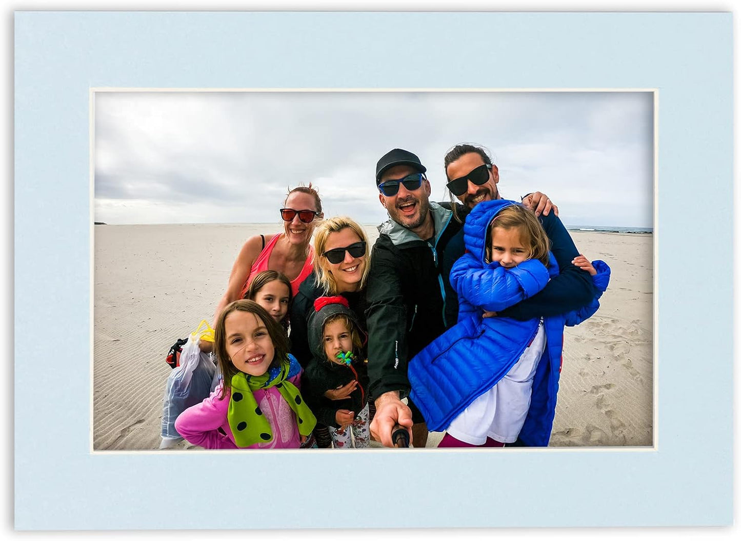 8x10 Mat for 6x8 Photo - Precut Baby Blue Picture Matboard for Frames Measuring 8 x 10 Inches - Bevel Cut Matte to Display Art Measuring 6 x 8 Inches - Acid Free ONE MAT with Backing Board & Clear Bag