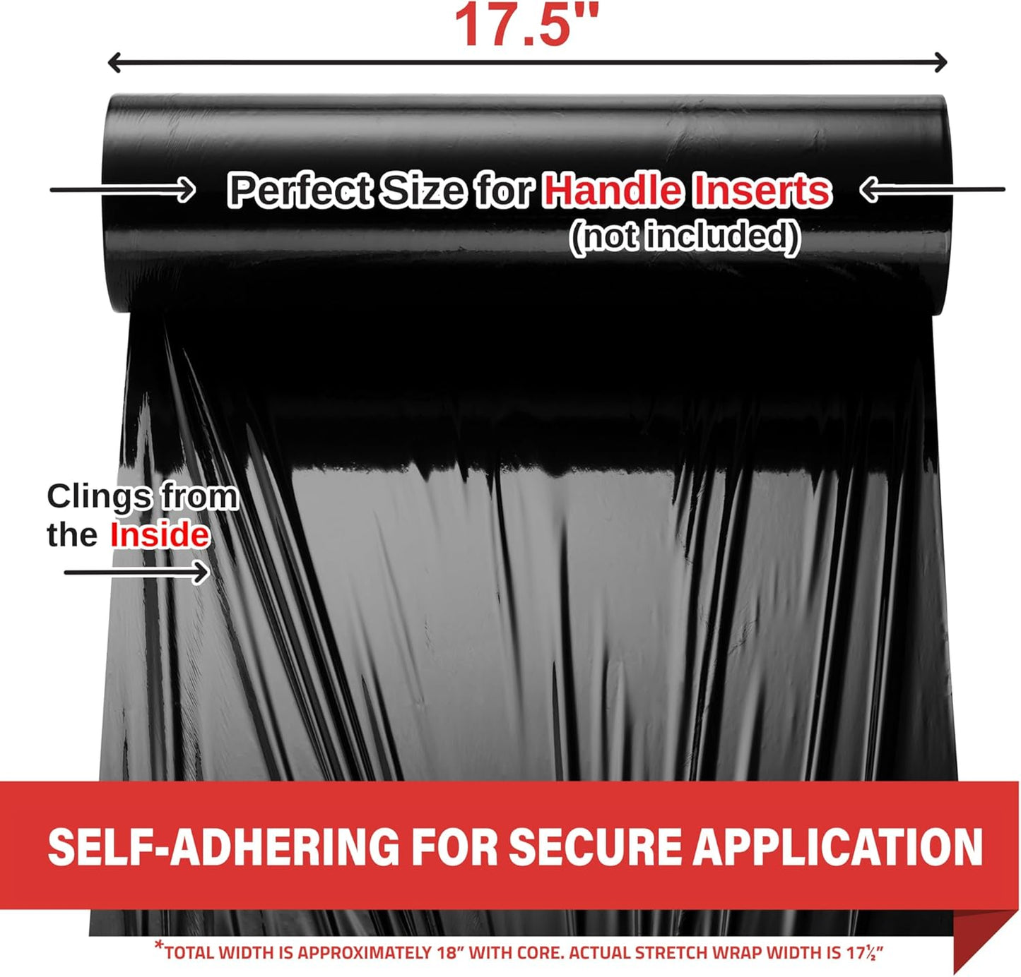 Simply Cool Black Stretch Wrap Industrial Strength Extra Thick 17.5" 1100 SqFt 80 Gauge (20 Micron) Shrink Wrap Roll for Moving Supplies, Furniture, Pallets, Plastic Wrap for Packing, Stretch Film