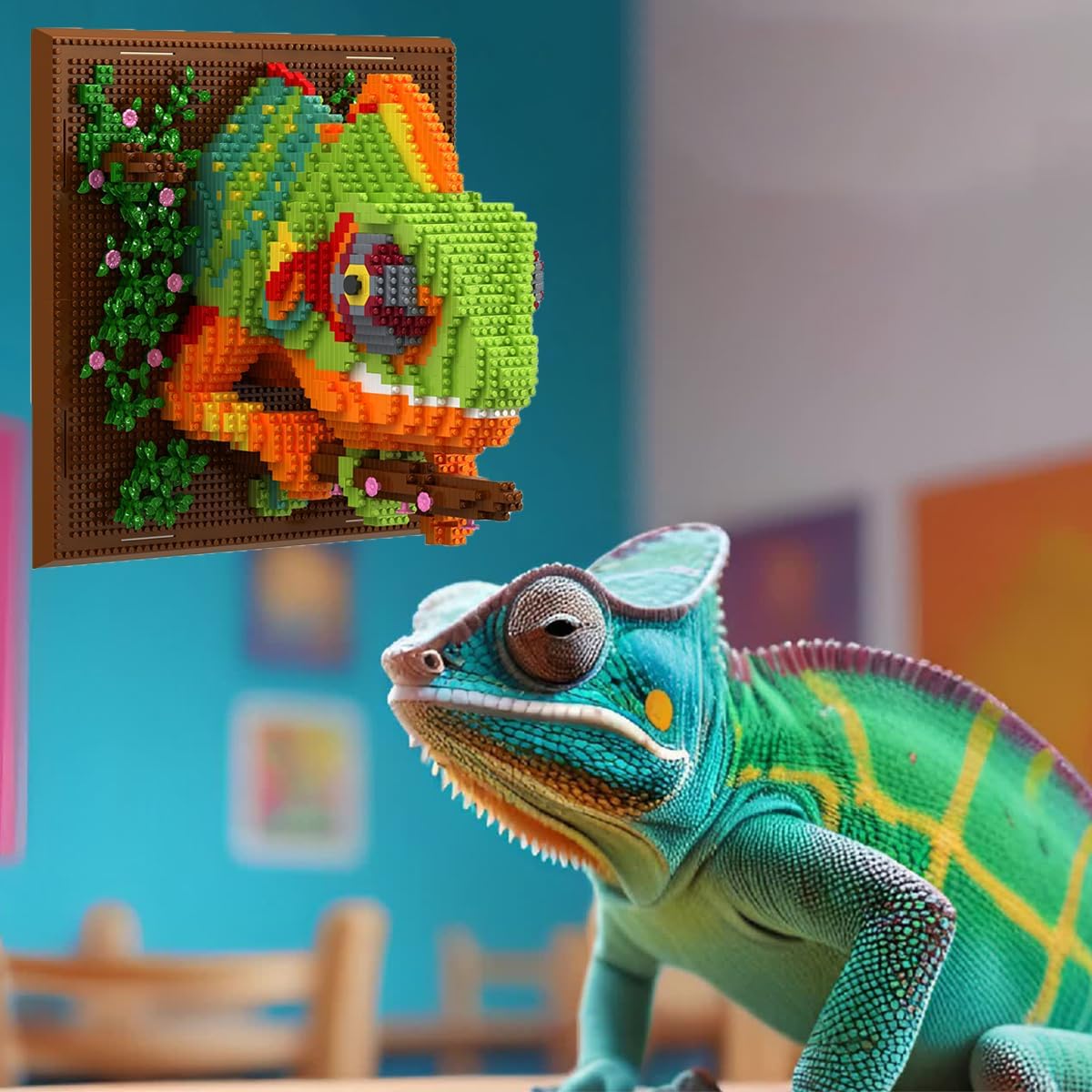 BDYDT Wall Art Chameleon Building Blocks Set; A Wall Decor Set for Adults Who Love Creative Hobbies(2688 Pieces) Toys Gifts for Kid and Adult