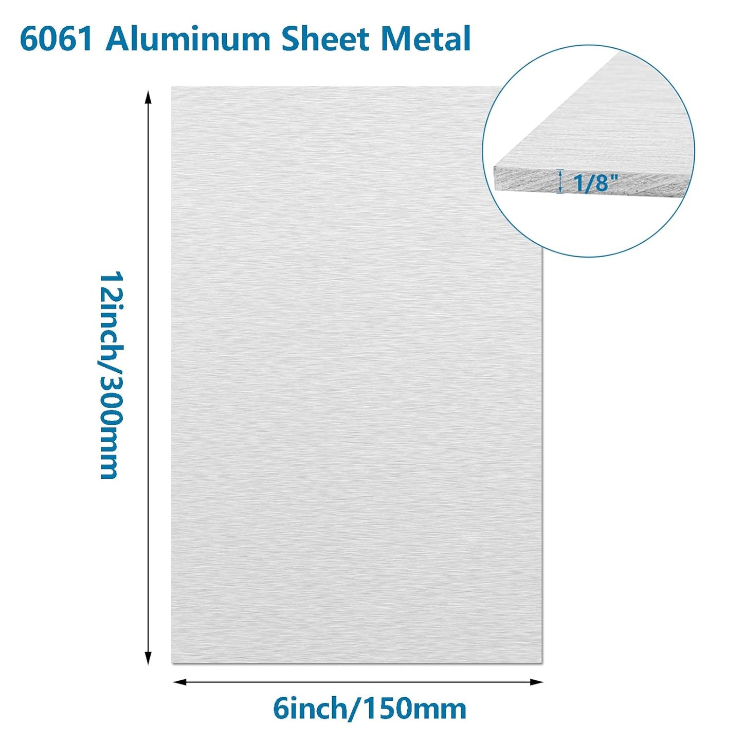 6061 Aluminum Sheet Metal 6 x 12 x 1/8 Inch, Heavy Duty Aluminum Sheets Plates with Protective Film, 3MM Thick Flat Plain Panel Plate Solid Metal Sheet Plate for Crafting Structural Framing Base Plate