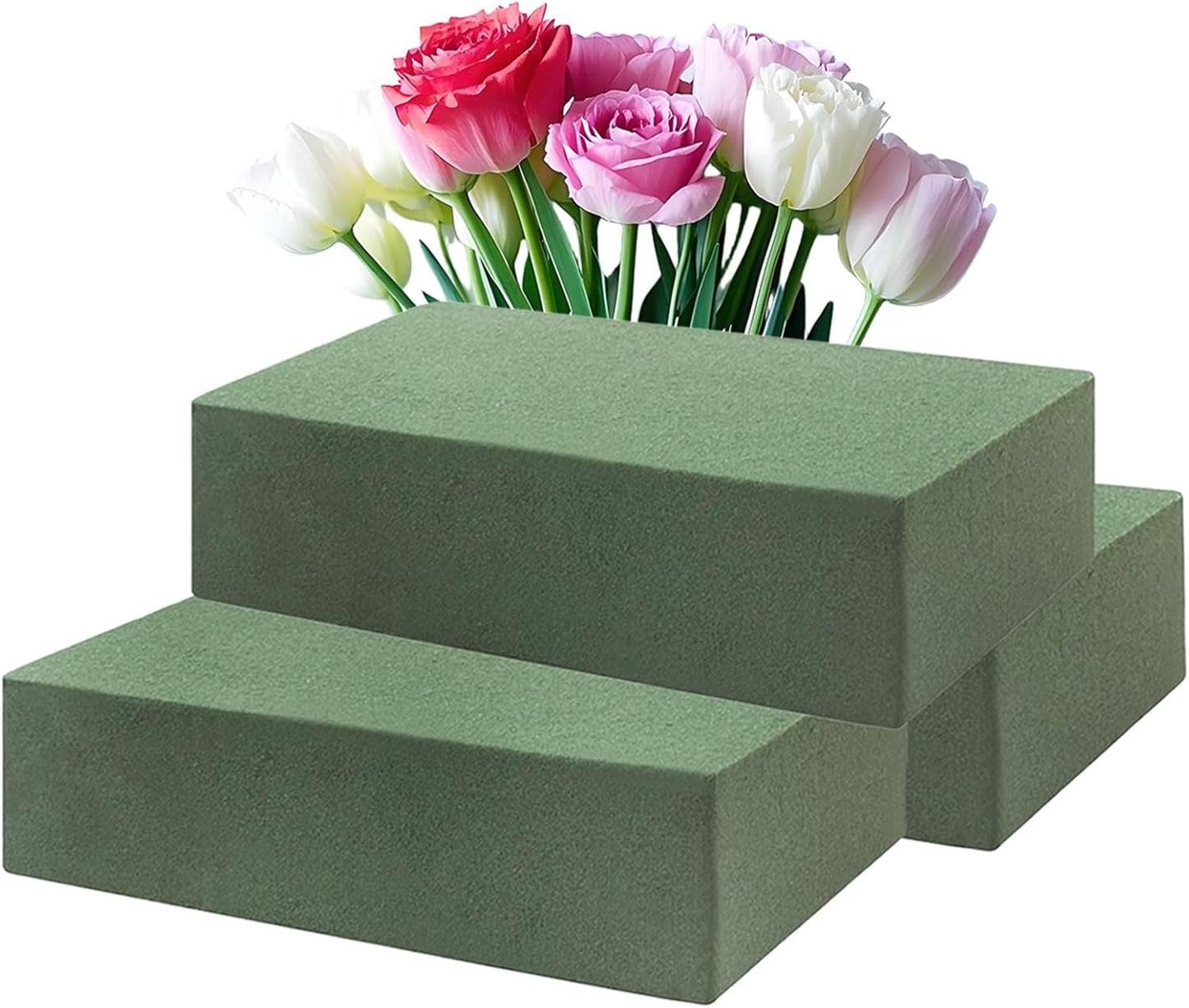 RIDEHILL 3 Pack Floral Foam Blocks, 5.5" x 3.1" x 1.7" Flower Foam for Flower Arrangements Supplies, Wet and Dry Flower Foam Blocks Suitable for Fresh and Artificial Flowers in Decorations