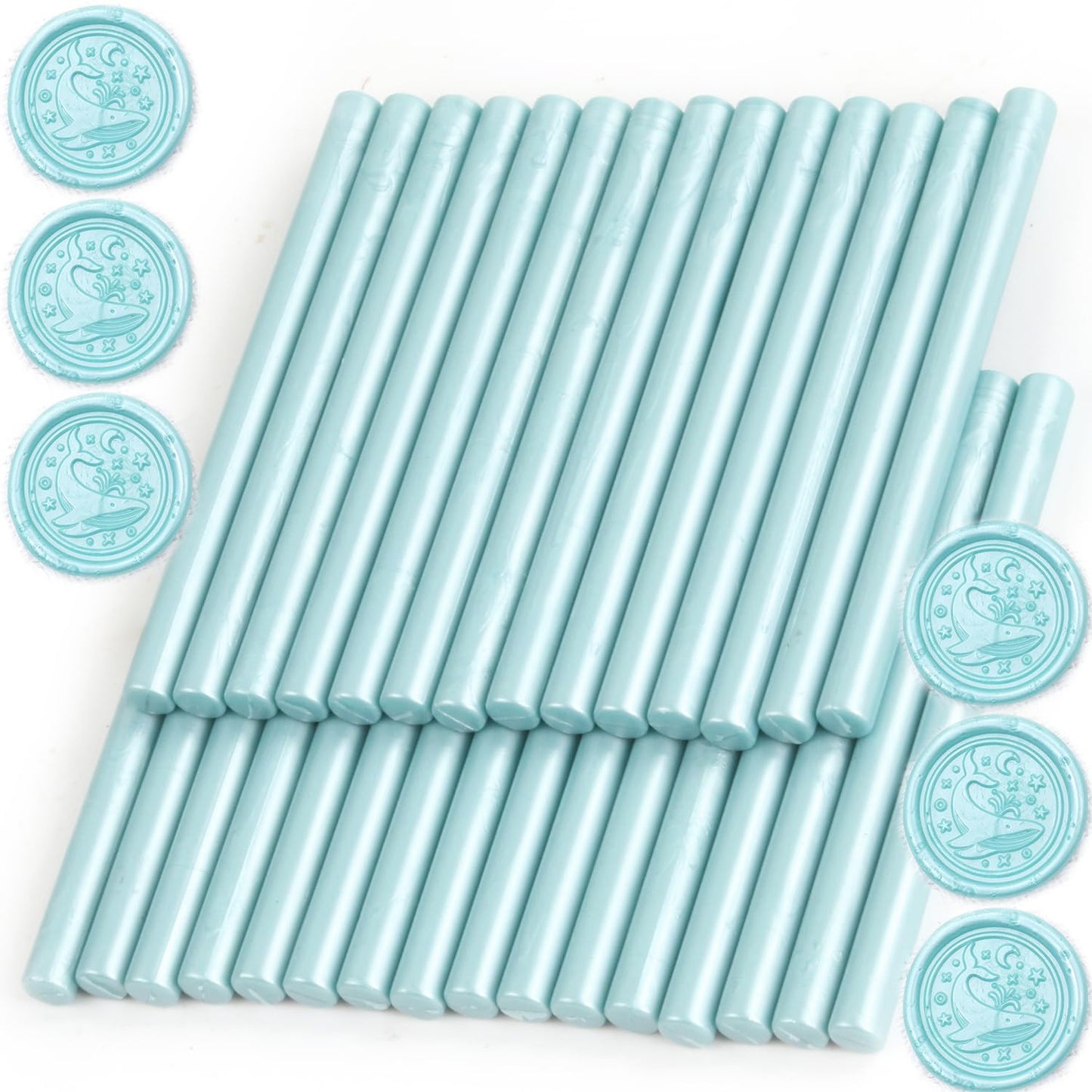 Water Blue Wax Seal Sticks, 30pcs Sealing Wax Sticks, HOSEALING Glue Gun Wax Seal Sticks for Wax Seal Stamp, Premium Sealing Wax for Wedding Invitations, Letter, Envelope (Mini Size)