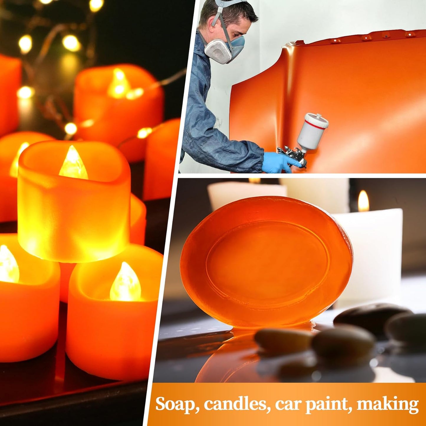 Orange Mica Powder for Epoxy Resin，Natural Shimmer Mica Powder Used for Coloring car Spray Paint, Candles, soap, Eye Shadow, Lip Gloss, Nail Polish(50g/1.7oz)