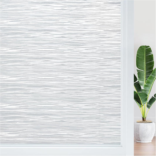 Haton Window Privacy Film, Frosted Glass Privacy Window Clings, Sun Blocking Frosting Opaque Coverings, Static Cling Removable Decorative Stickers for Home Door, Non-Adhesive 29.5" x 118.1"