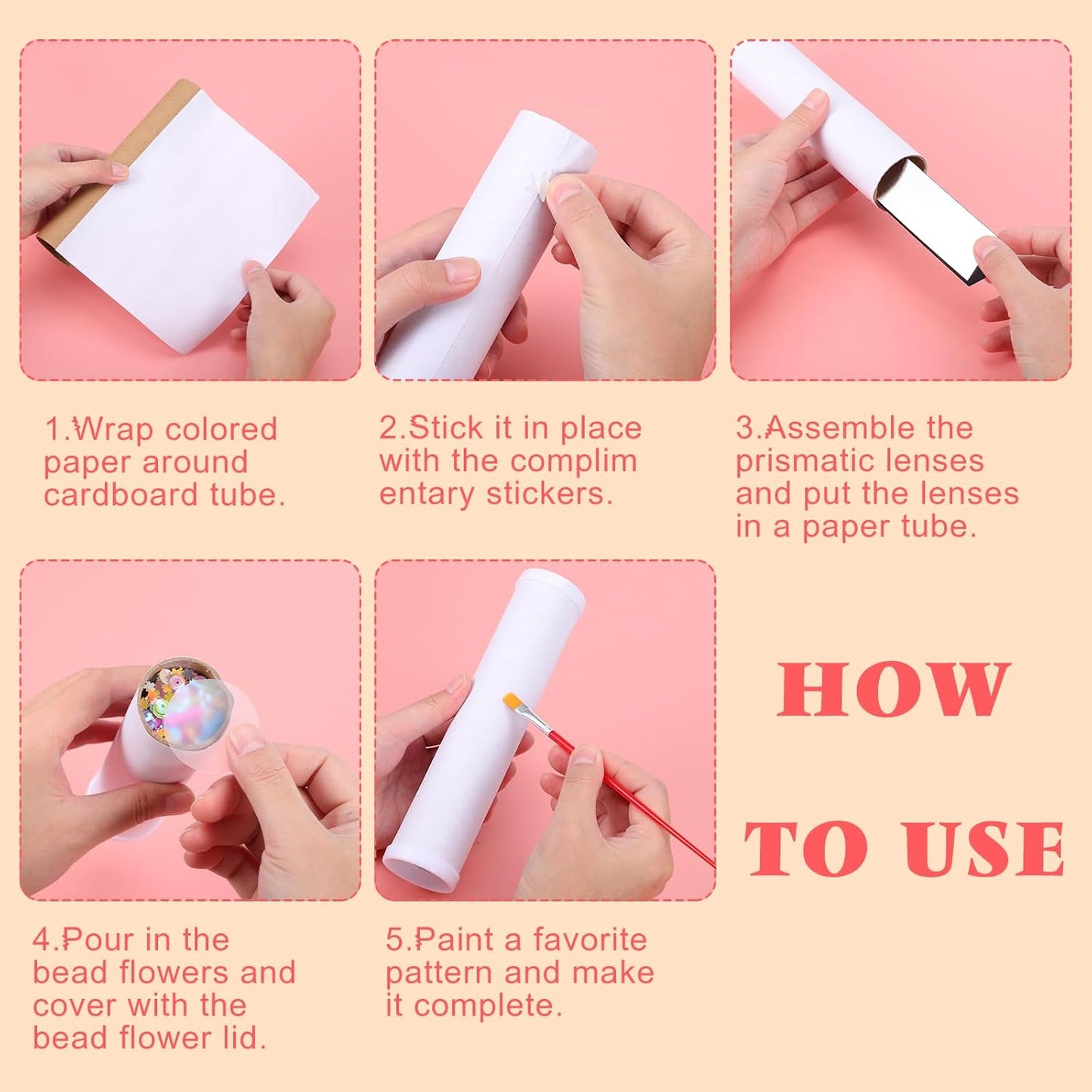 Totority Blank DIY Kaleidoscope Making Kit for Kids 15 Pcs Variety Kaleidoscope Tool, DIY Kits, Preschool, Classic Material for Making Teaching, White