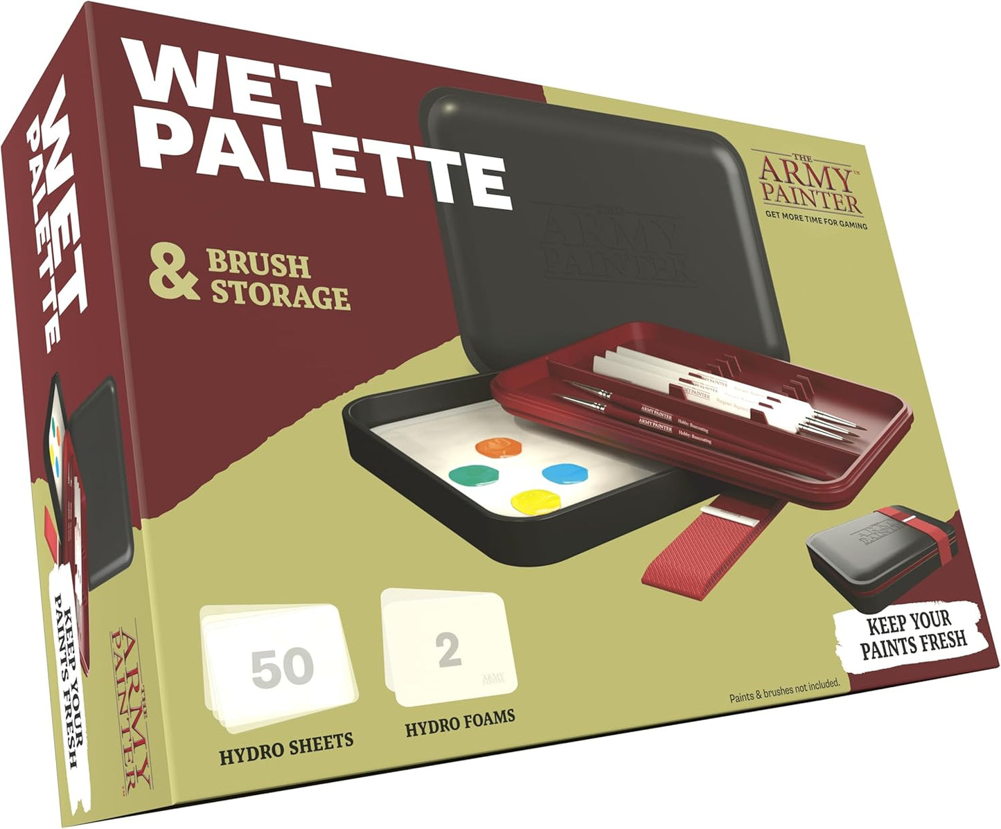 The Army Painter Hydropack Bundle Stay Wet Palette for Acrylic Painting - Acrylic Paint Palette, 50 Pcs Wet Palette Paper, and 2 Wet Pallet Sponges