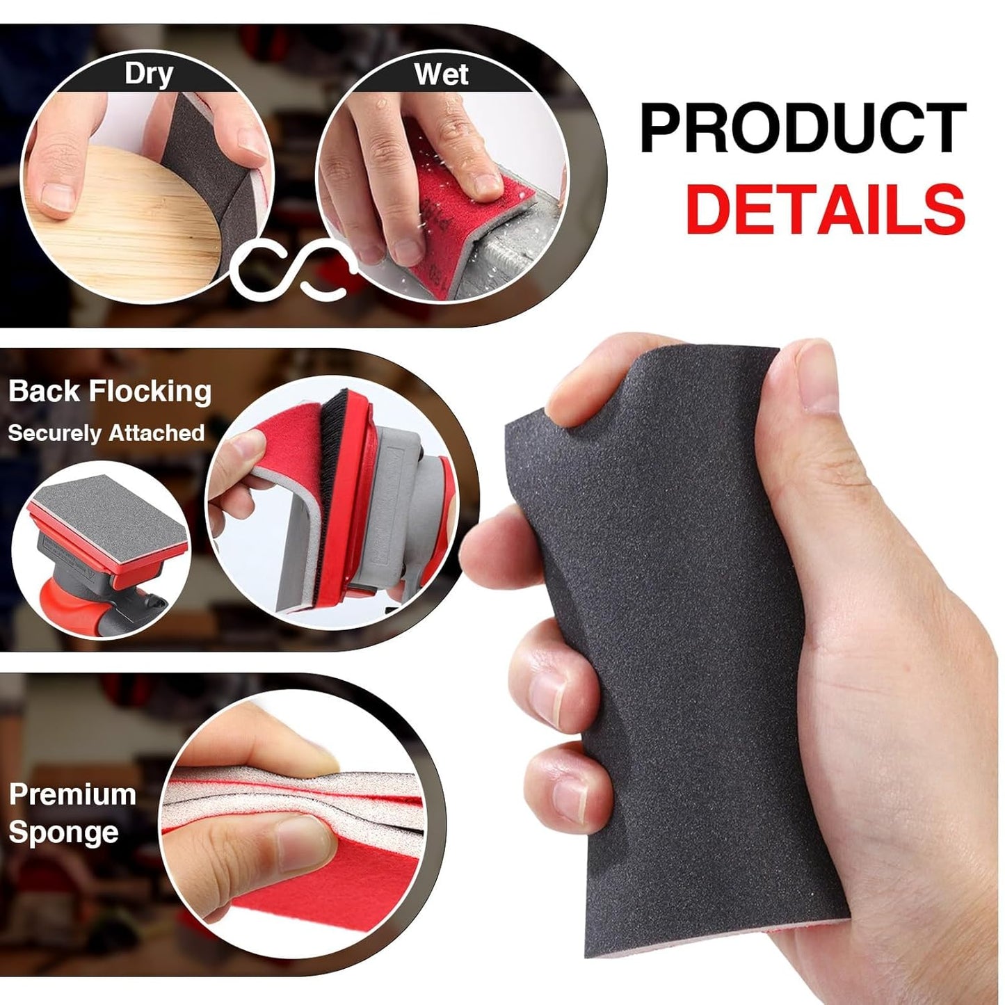 30-Pcs 3x4 Inch 320 Grit Sanding Sponge Set, Soft Foam Hand Sanding Blocks, Ultra-Fine Wet/Dry Sandpaper for Wood, Metal, Drywall, Furniture Polishing