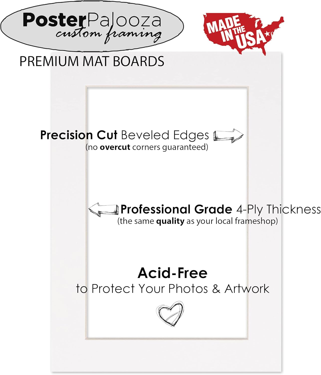 8x10 Mat Bevel Cut for 5.5x8.5 Photos - Acid Free Pink Precut Matboard - For Pictures, Photos, Framing - 4-ply Thickness