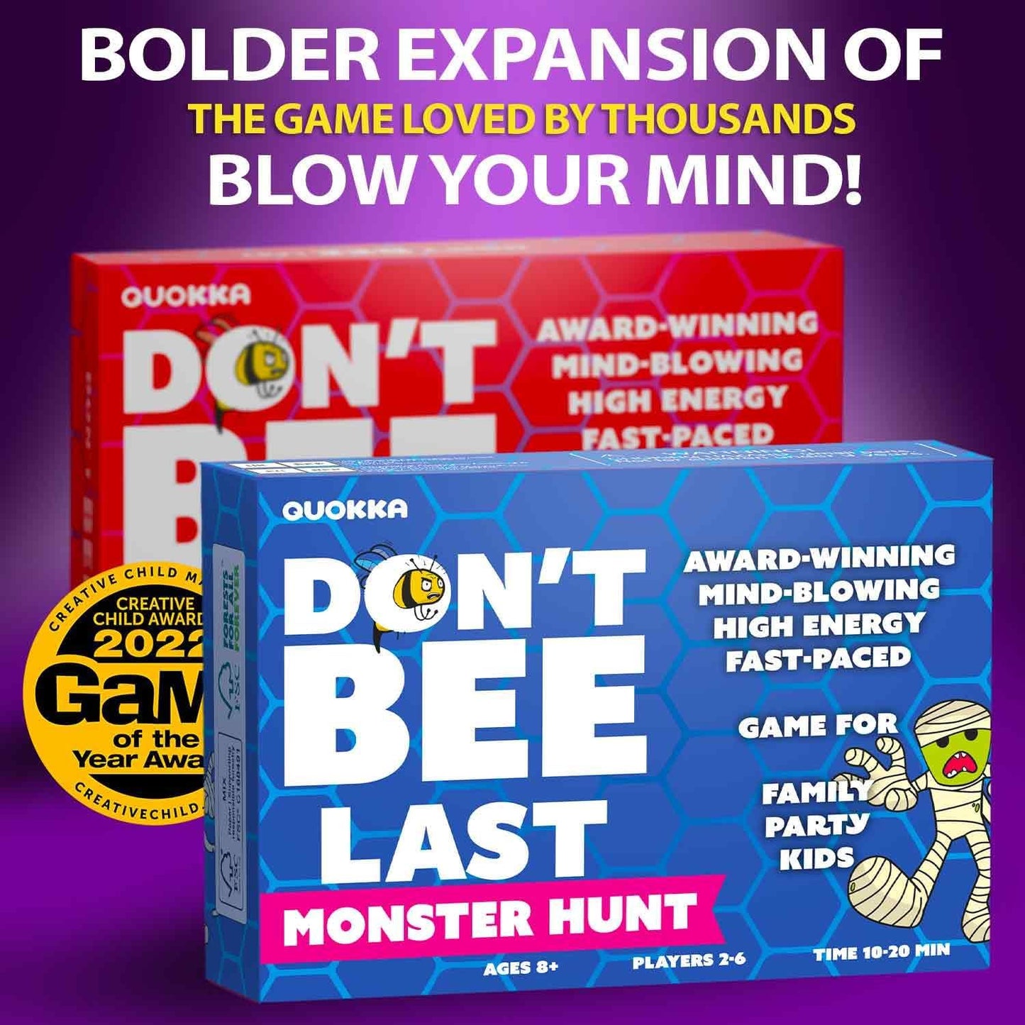 QUOKKA Family Games for Adults and Kids - Guess-in-Seconds Fun Slap Card Game for 2-6 Players - Hilarious Board Game for Family Night Ages 8+, Monster Challenges Halloween Party Edition