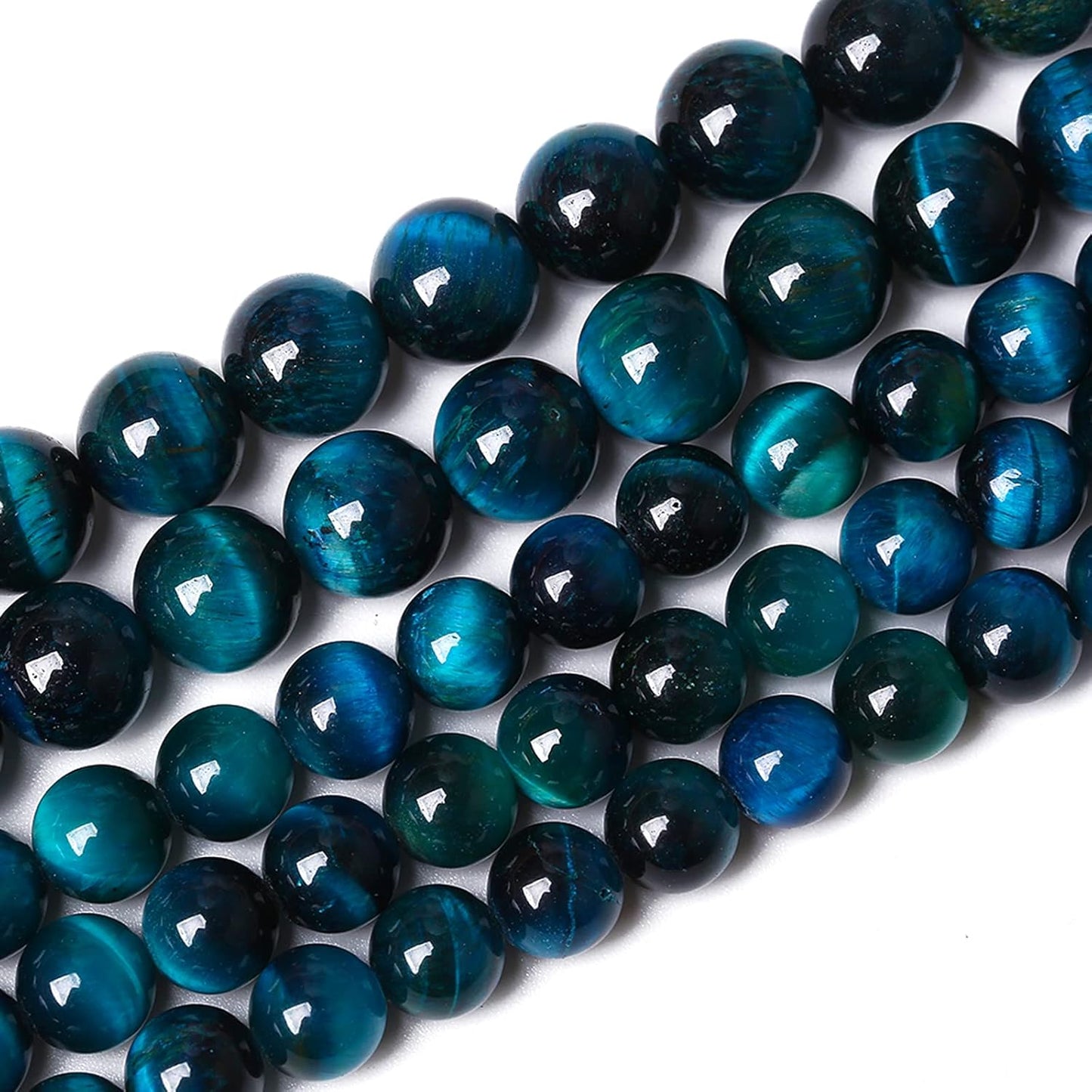 96PCS 8mm Blue Tiger Eye Gemstone Loose Beads Natural Round Loose Stone Beads for Jewelry Making DIY Bracelet Necklace Earrings 2 Strand 32"