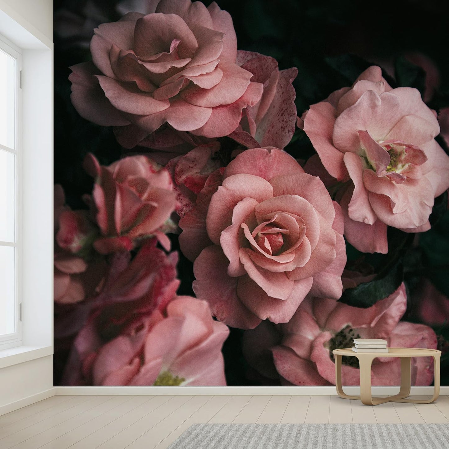 wall26 Removable Wall Sticker/Wall Mural Close Up Dark Rose Flower Blossoms Nature Wilderness Photography Decorative Botanical Relax/Calm Floral for Living Room, Bedroom, Office - 108x168 inches