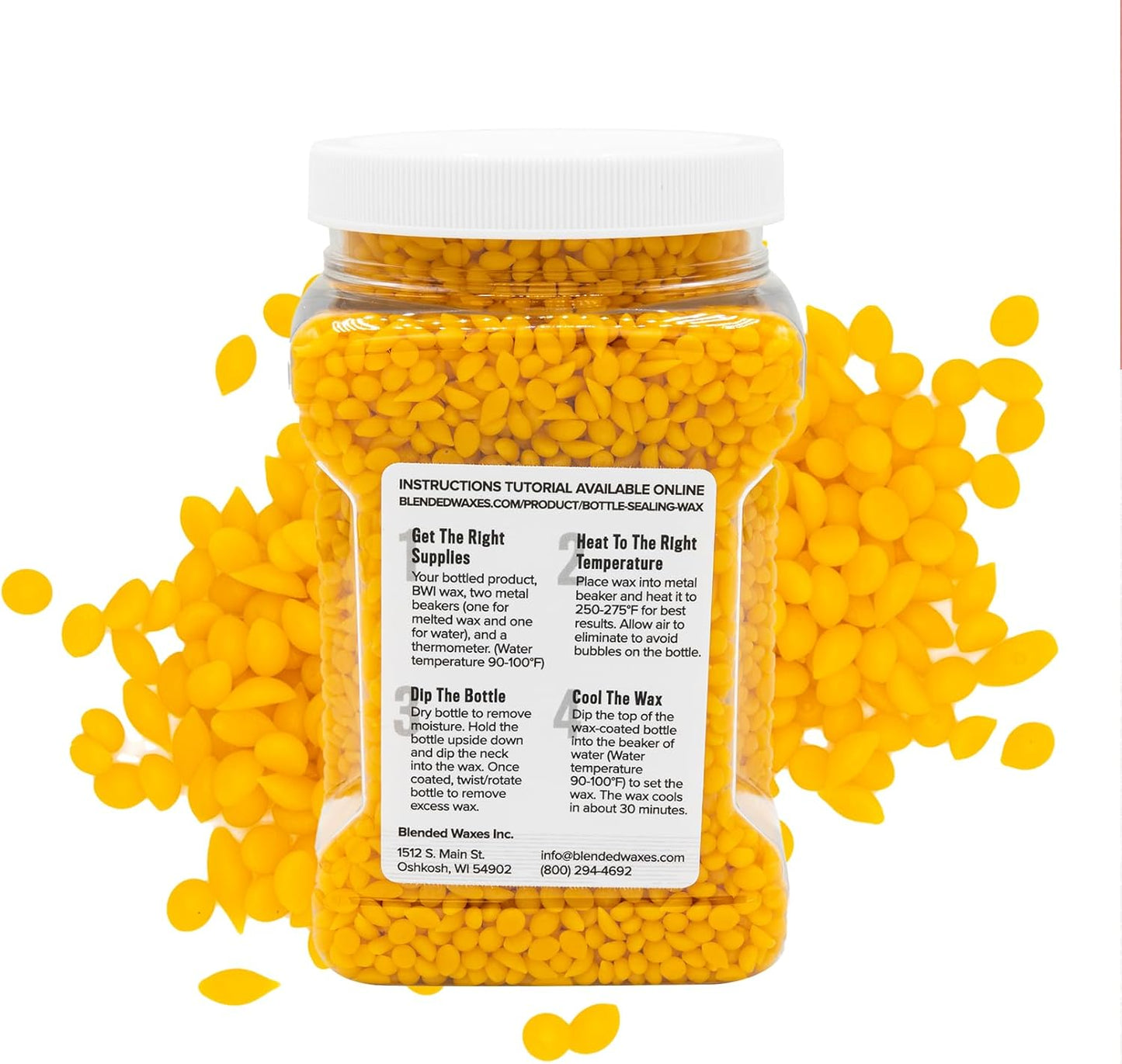 Blended Waxes, Inc. Bottle Sealing Wax Beads, Premium Pastille Wax Seal Beads For Wine, Beer, and Liquor Bottle Closure, Seals Between 25-30 Bottles, 1 lb, Bright Yellow