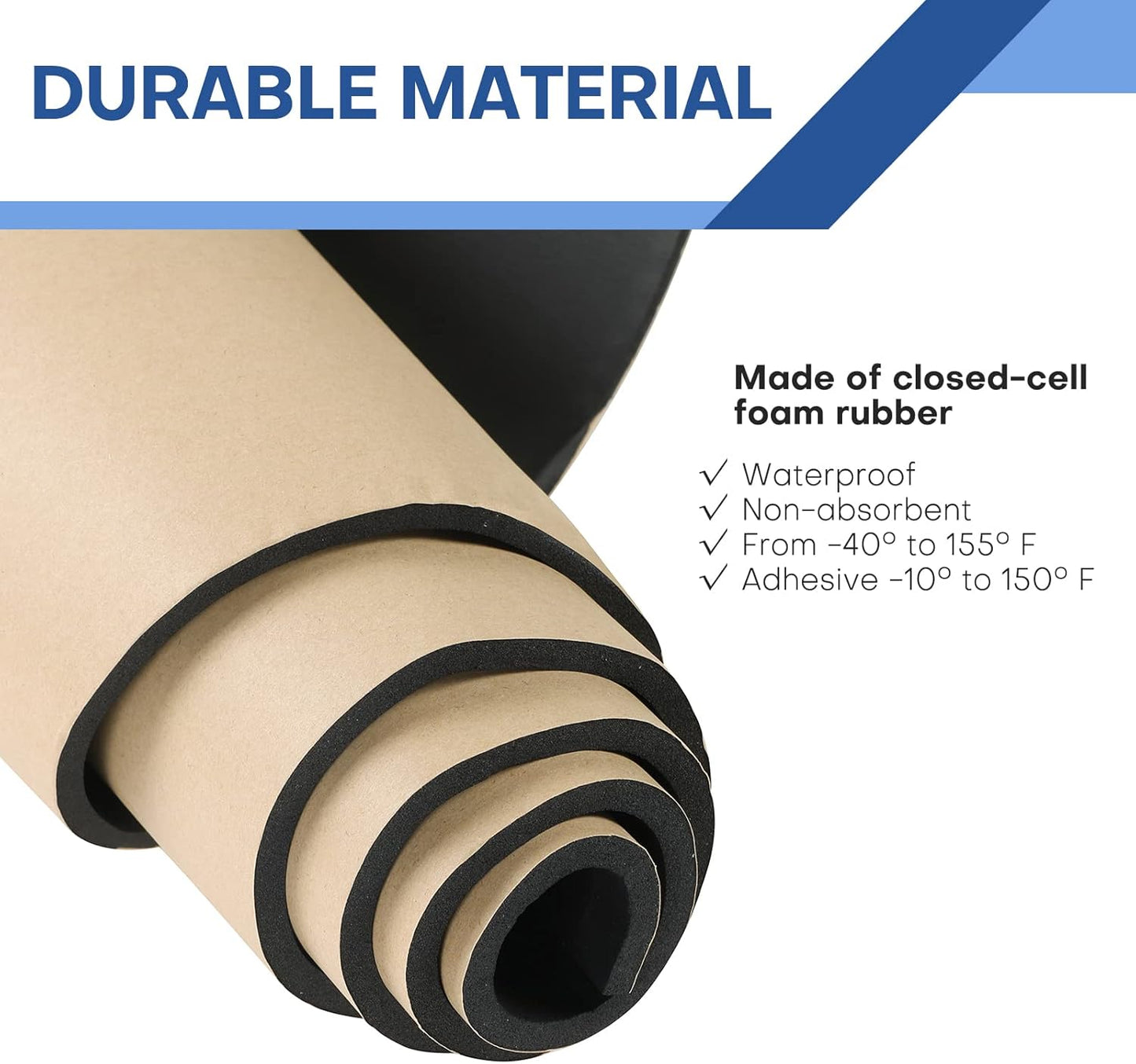 MYFULLY Sponge Neoprene Roll with Adhesive, Waterproof Foam Rubber Sheet Cut to Multiple Dimensions and Lengths for Shock Pad, Gaskets, DIY, Crafts (1/4" Thick x12 Wide x 54" Long)