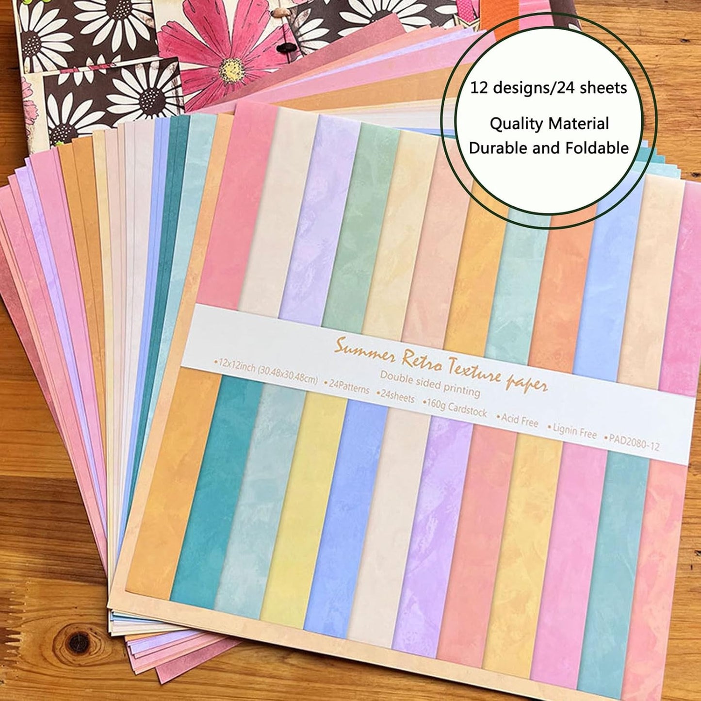 Scrapbook Paper 12x12 Solid Colors, 24 Sheets Earth Tones Crafting Papers, Double-Sided Patterned Decorative Paper Assorted Colors for Origami Classroom Crafting Projects (Earth Tone, 12x12 in)