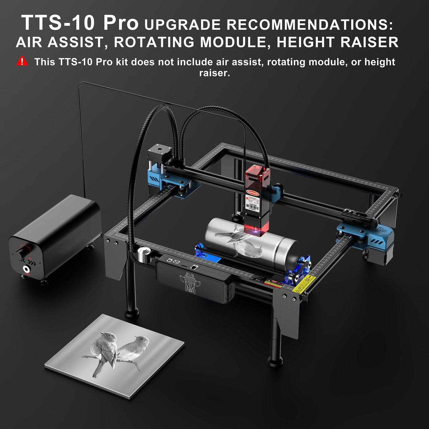 TTS-10 PRO 10000mW Laser Engraver Machine Usongshine 12Pcs DIY Unfinished Wooden Tool Engraving Machine for Usongshine Nema 17 Stepper Motor 42BYGH 500mm Honeycomb Laser Bed (10W)