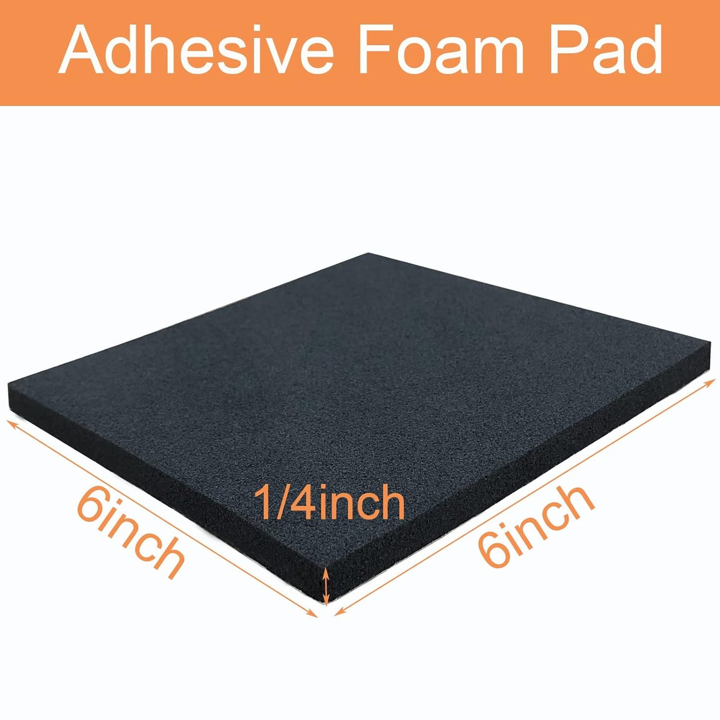 8 Pcs Black Adhesive Foam Padding, Closed Cell Foam Sheet 1/4“ Thick 6 Inch X 6 Inch, Neoprene Rubber Pad Self Stick Anti-Slip Adhesive Anti Vibration Pad (6inX 6inX 1/4in, 8)