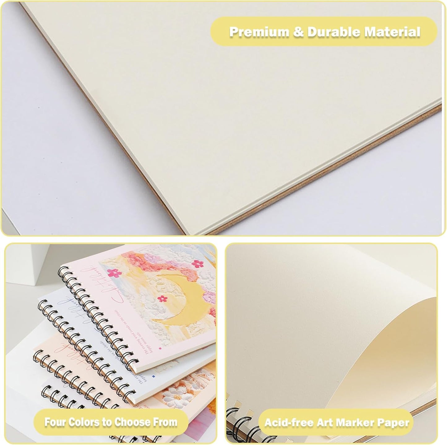 Cute Sketchbook with Blue Cover 8 x 11.5 - Sketchbook for Drawing Spiral Bound, 45 Sheets (90 Pages) 68lb/100gsm - Acid-Free Sketch Pad for Teens, Adults, Artists, Sketch Book for Kids Ages (Blue)