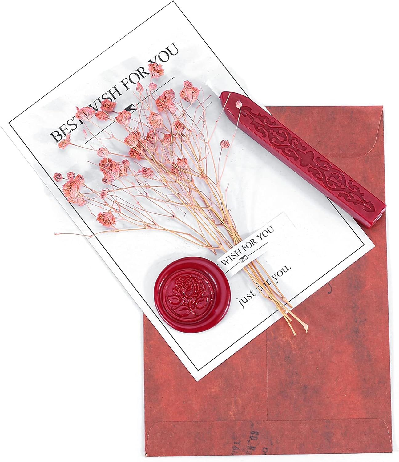 Yoption 12Pcs Red Sealing Wax Sticks with Wicks for Wax Seal Stamp, Wedding Invitations, Gift Packaging, Christmas