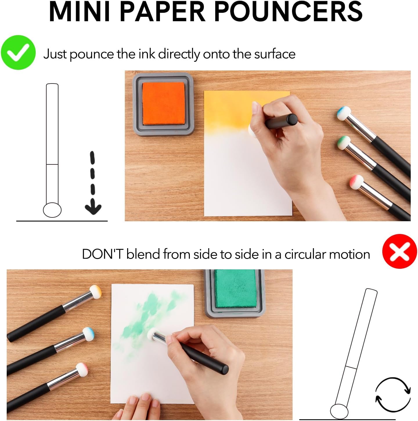 23PCS / Sets Ink Applicator with Storage Cases,Paper Pouncers for Direct Ink Application On Crafts Projects Easily,Inking Sponge for Stamp Ink Distressing, Blending Card Making Crafting Tools