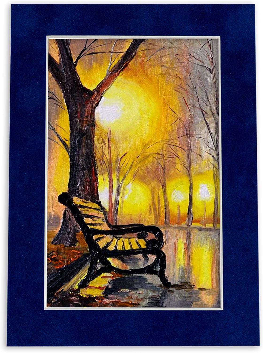 11x14 Mat Bevel Cut for 8.5x11 Photos - Acid Free Brooke Blue Suede Precut Matboard With Backing Board and Crystal Clear, Self Seal Mat Bag - For Pictures, Framing - 4-ply Thickness