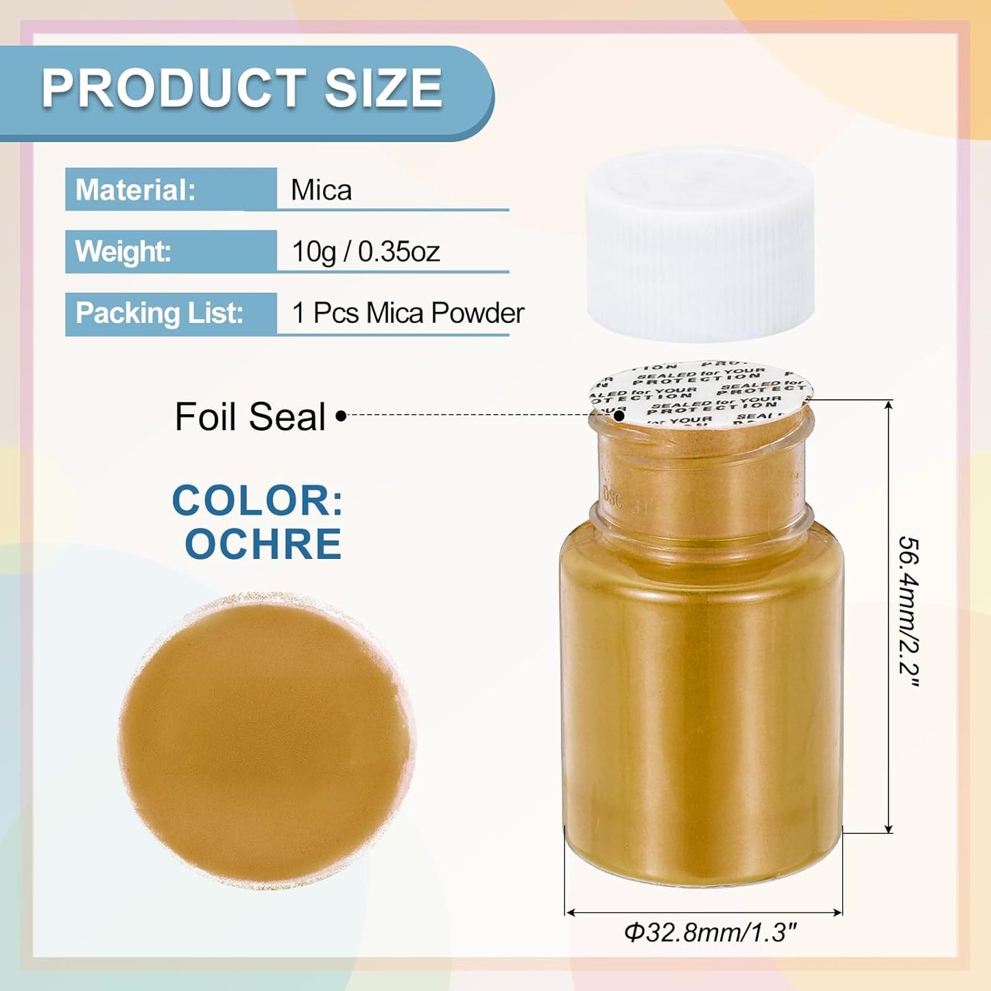 uxcell 10g/0.35oz Cosmetic Grade Mica Powder, 600 Mesh Mica Powder Natural Resin Epoxy Pigment Powders for Casting Resin, Candle Dye, DIY Nail Polish and Lip Gloss, Ochre
