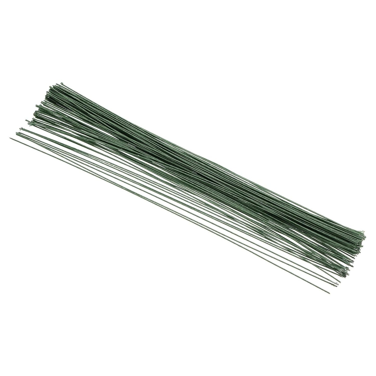 PATIKIL 18 Gauge 16" Floral Stem Wire, 100 Pcs Paper Wrapped Iron Artificial Flower Stem Accessories for DIY Bouquet Stem and Craft Decoration, Dark Green