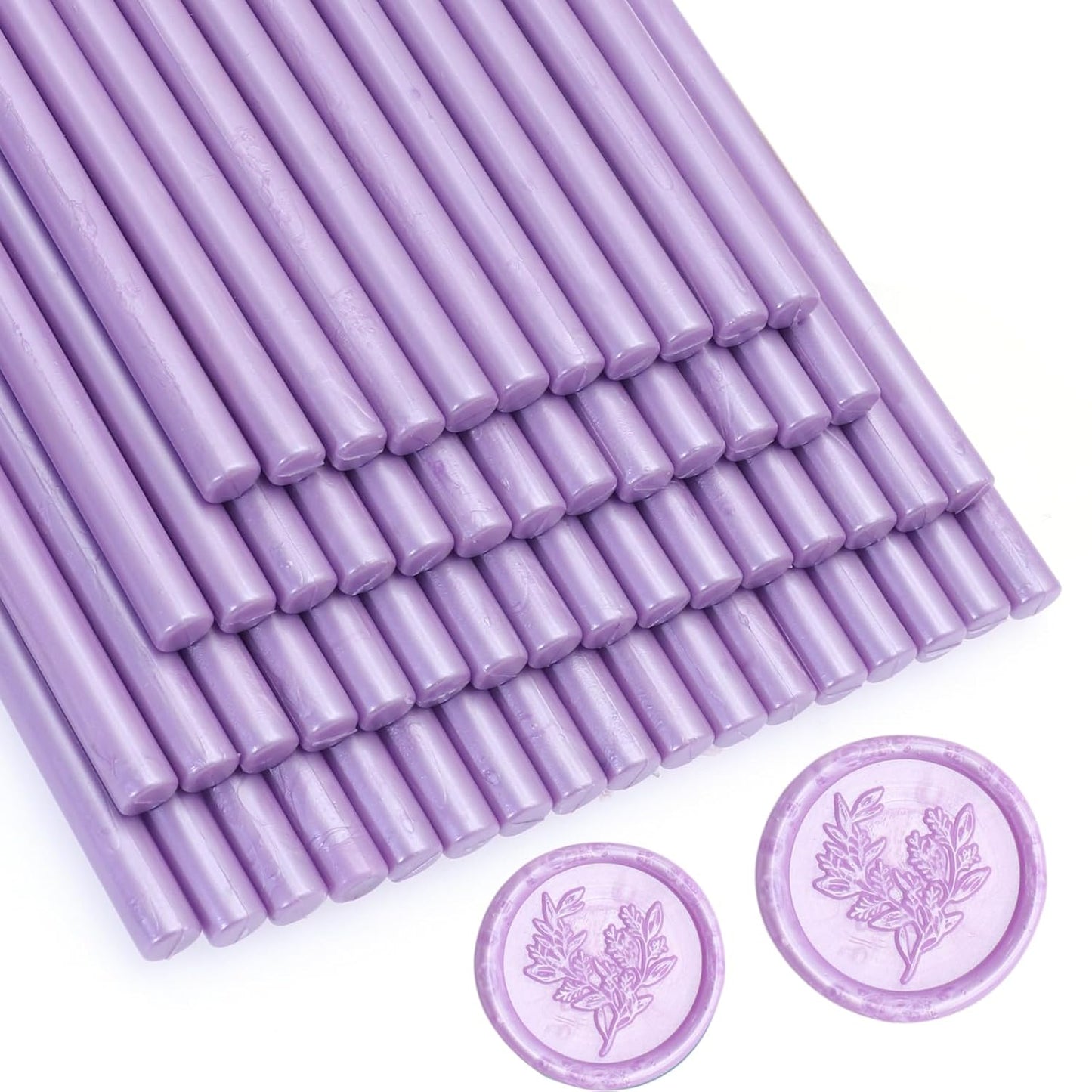 52pcs Lilac Purple Wax Sealing Sticks, Andotopee Glue Gun Wax Seal Sticks for Wax Seal Stamp, Premium Sealing Wax for Envelope Seal Wedding Invitation Craft Adhesive, Great Gift Ideas (Mini Size)
