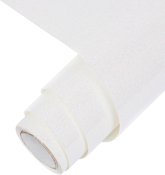 TORC Iridescent White HTV Heat Transfer Vinyl Roll 12 in x 5 ft Sparkly Rainbow White Iron-on Transfer for T-Shirts
