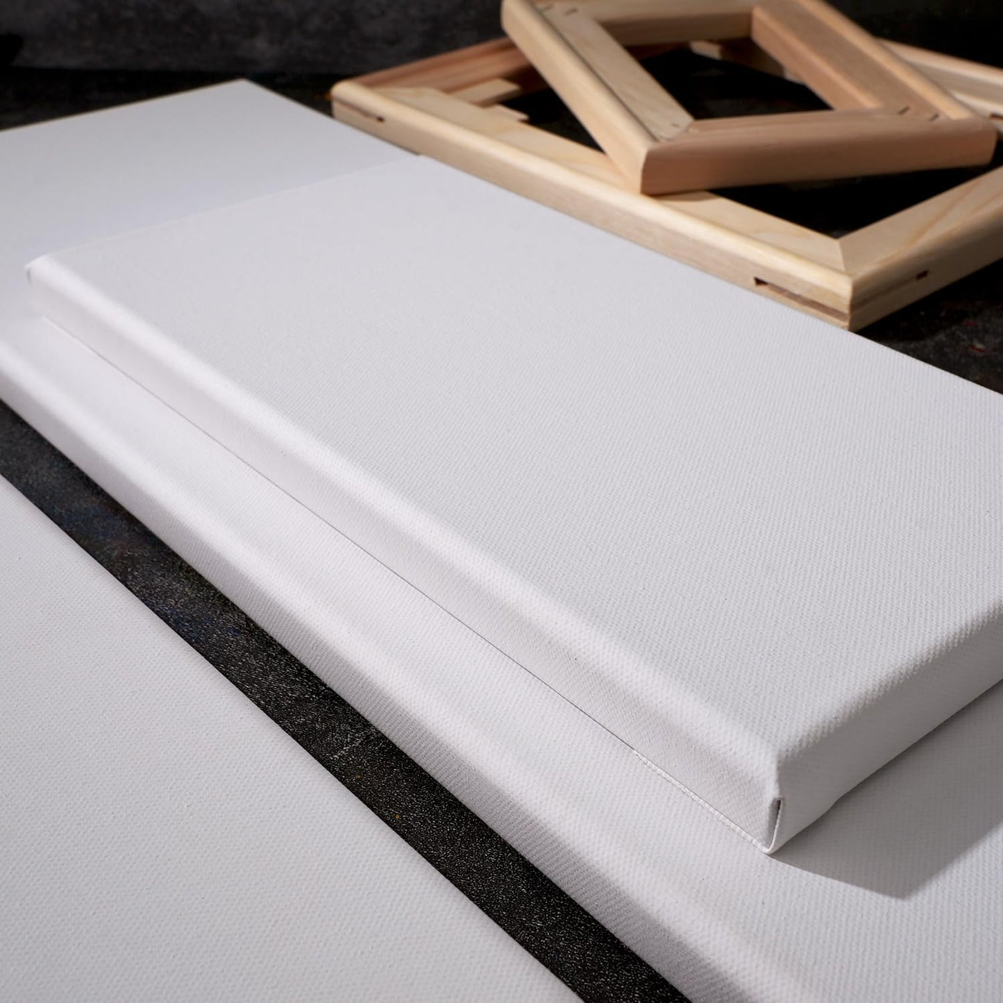 PHOENIX 10x20 Inch 3 Pack Artist Canvas - Long Rectangle Stretched Canvases for Painting - 3/4 Inch Profile, 100% Cotton 11 Oz. Gesso Primed White Blank Professional Canvas Oil & Acrylic Paints