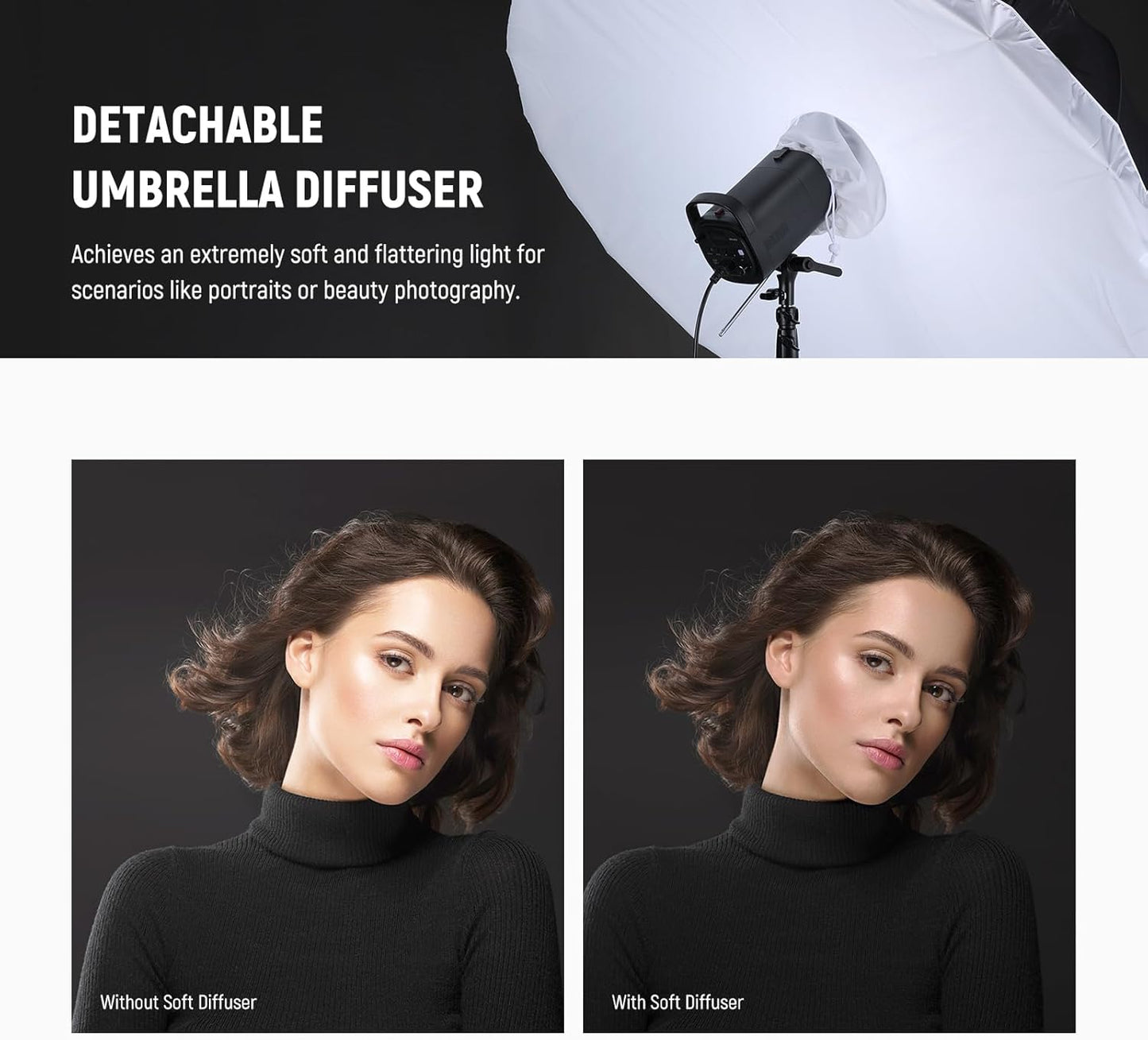 NEEWER 41"/104cm Parabolic Reflective Umbrella Photography with Silver Inner, Soft Lighting with Diffuser Cover, Bag, Quick Fold for Camera Photo Studio Video Light Shooting Monolight Flash, NS1U
