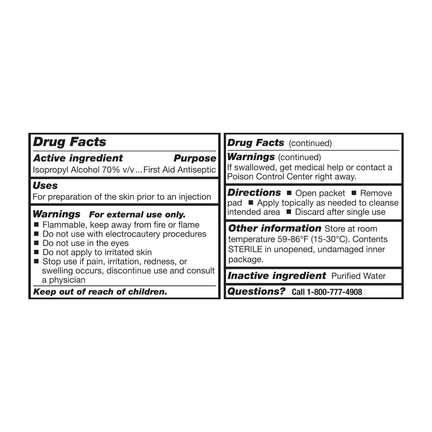 McKesson Alcohol Prep Pads [Pack of 4000] 70% Isopropyl, Individually Wrapped Wipes, Sterile, Medical-Grade, First Aid, Medium, 200 Count, 20 Boxes