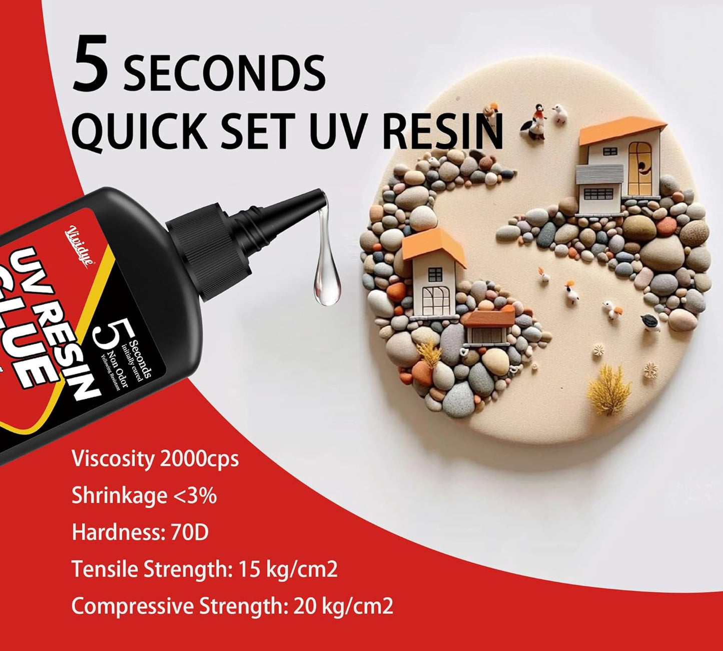 UV Resin Kit with Light - 60g UV Resin with Rechargeable Flashlight, Fast Curing in 5 Seconds, Clear UV Glue for Welding Plastic, Glass Repair, Acrylic - UV Adhesive for Bonding Jewelry, DIY, Crafts