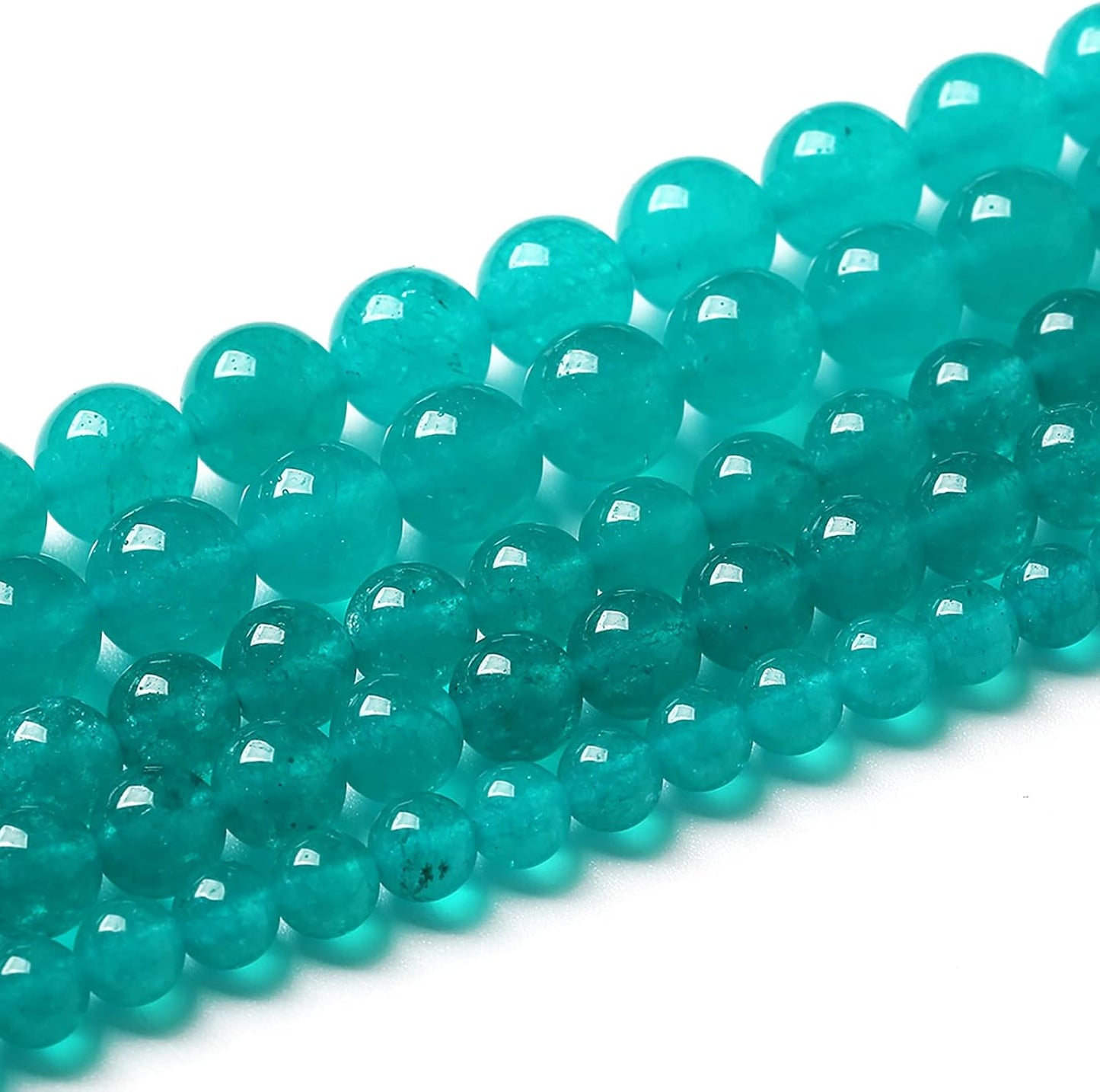 180PCS 4mm Natural Stone Beads Blue Amazonite Jade Stone Round Loose Beads for Jewelry Making DIY Bracelet Necklace 32" 2 Strands