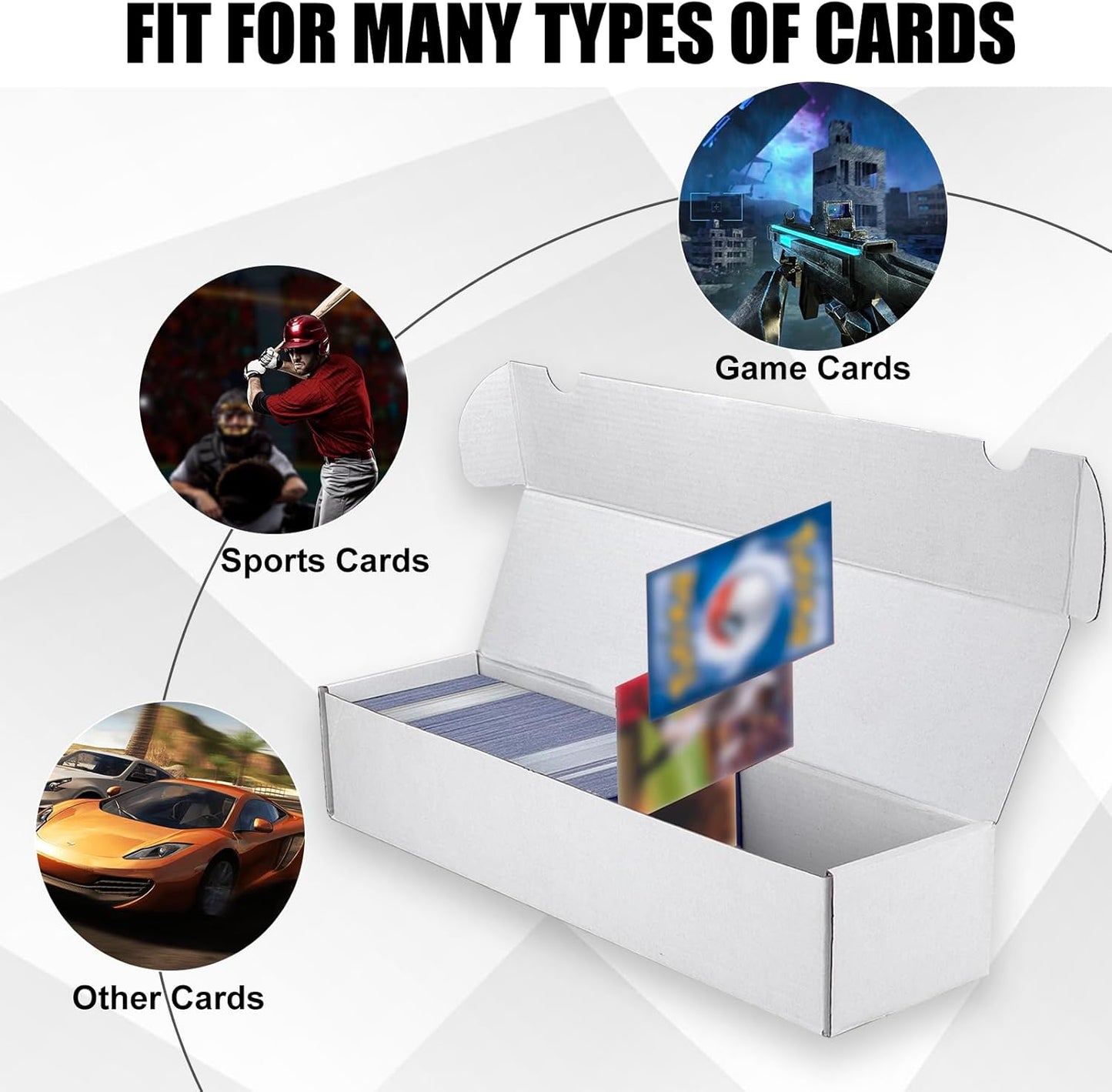 Trading Card Storage Box, 6-Pack 1100 Count White Corrugated Cardboard Bulk Sports Storage Box for TCG/Magic/Mtg Basketball Cards, Collectible Trading Cards