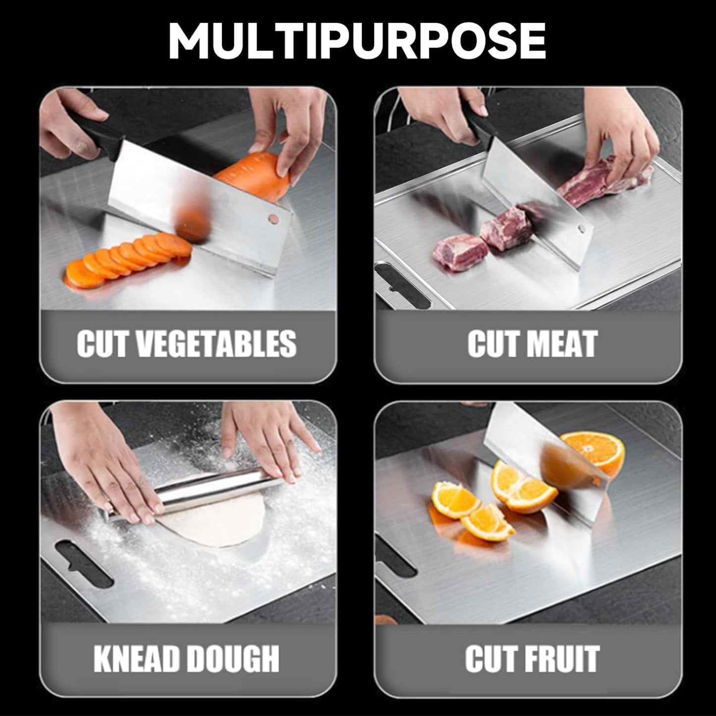 2025 New 100% Pure Titanium Cutting Board with Grooves, Double Sided Chopping Board, Meat, Fruit and Vegetable Cutting Board, Dishwasher Safe (12 * 18 IN)