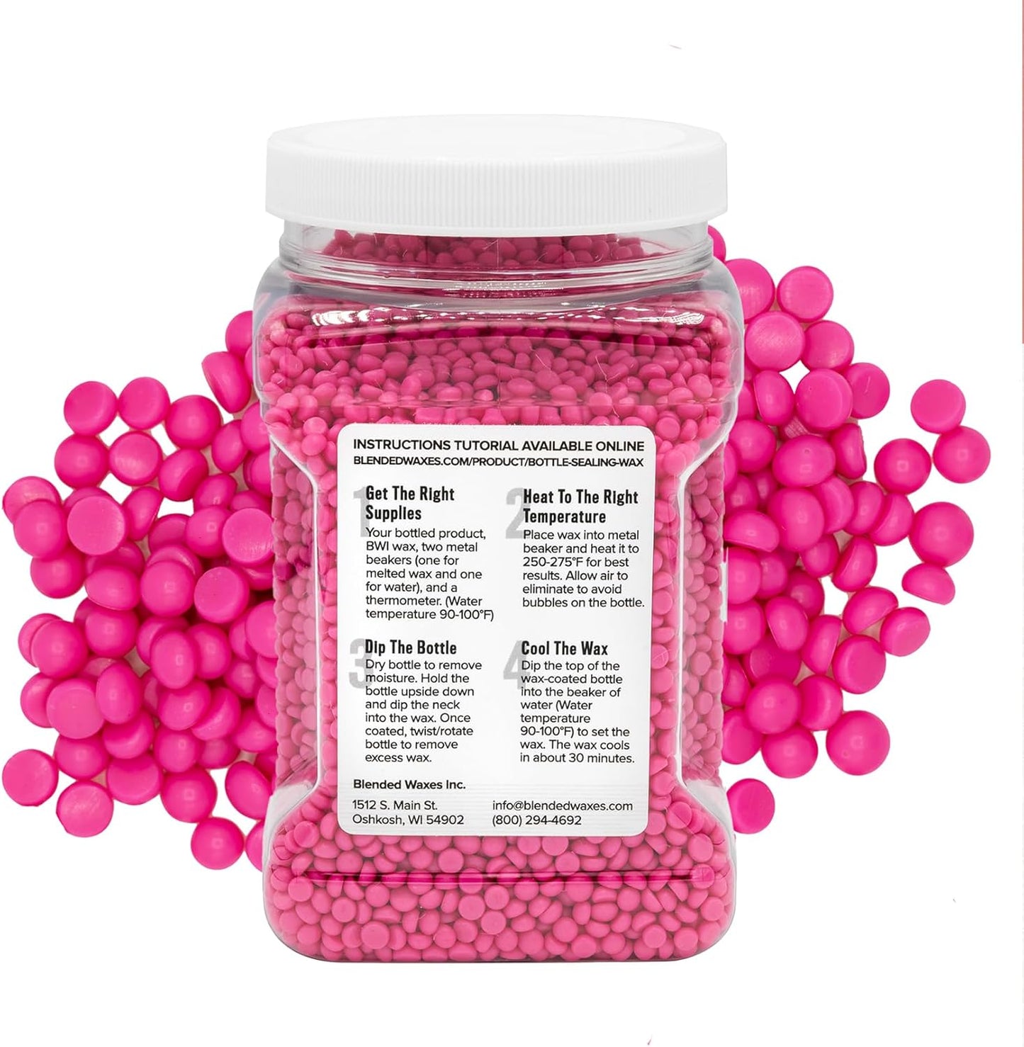 Blended Waxes, Inc. Bottle Sealing Wax, Pastille Wax Seal Beads For Wine, Beer, and Liquor Bottle Sealing, Seals Between 25-30 Bottles, 1 lb, Pink Flamingo