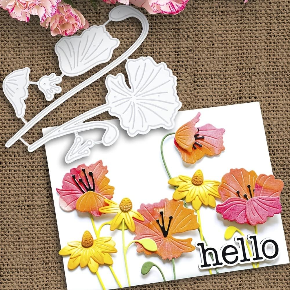 Lapoo Metal Cutting Die for Scrapbooking, 3D Backgrounds Frame New Cutting Dies DIY Album Card Making Decor Paper Craft Metal Die Cuts Party Wedding Decorations (Sunflower C 4 x 3.1 in)