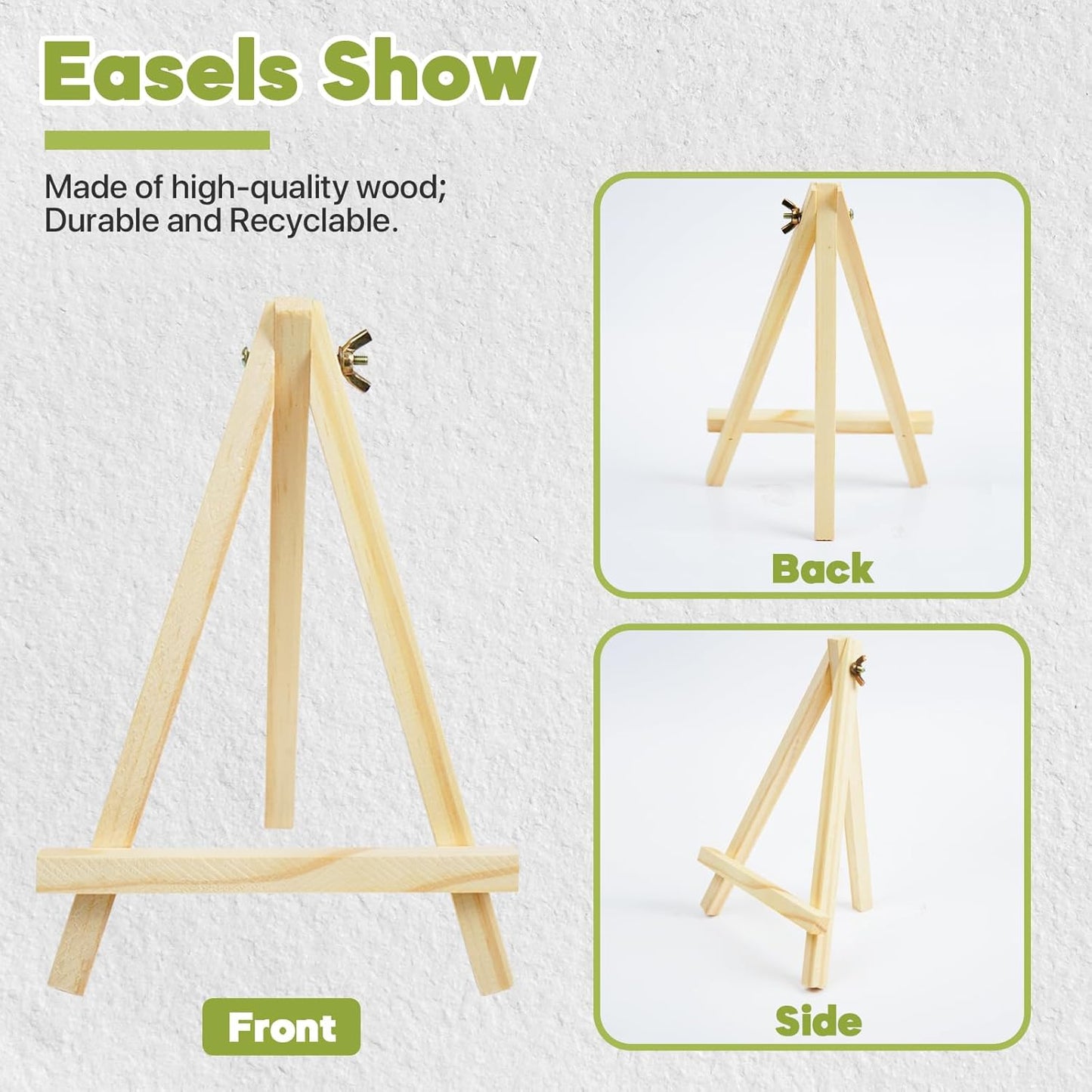 CONDA 4 Pack 9 Inch Wood Easels, Easel Stand for Painting Canvases, Art, and Crafts,Tripod,Painting Party Easel,Kids Student Tabletop Easels for Painting,Portable A-Frame Tripod Tabletop Easel Set