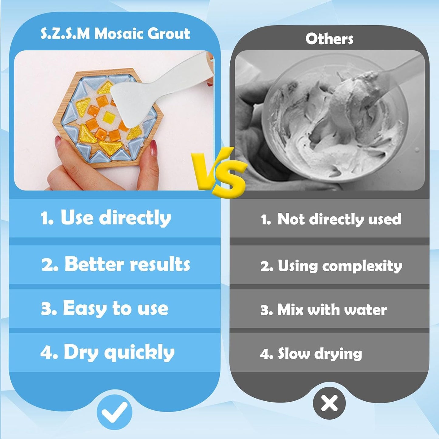 Mosaic Grout for Crafts, Sparkling Colorful Crystal Sealant is Specially Designed for Use in Mosaic Kits for Adult to Decorate Tessellated Coasters, Table Tops, Walls and Vases, Yellow, 5 oz