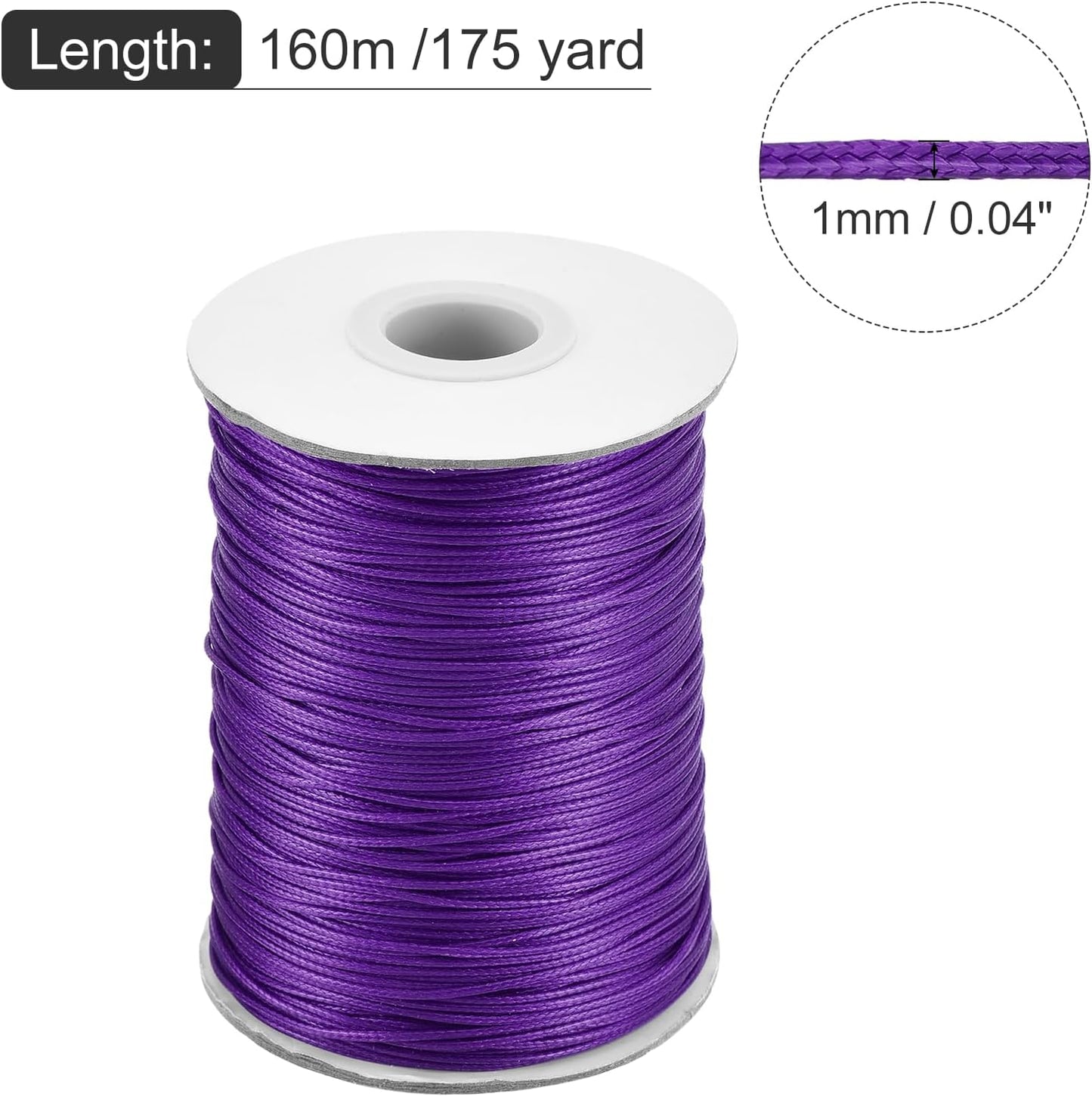 MECCANIXITY Waxed Cord 1mm Waxed Polyester Cord 175 Yard Wax String for Bracelet Making,Necklaces, Beading,Jewelry Making and DIY Crafts(Dark Purple)