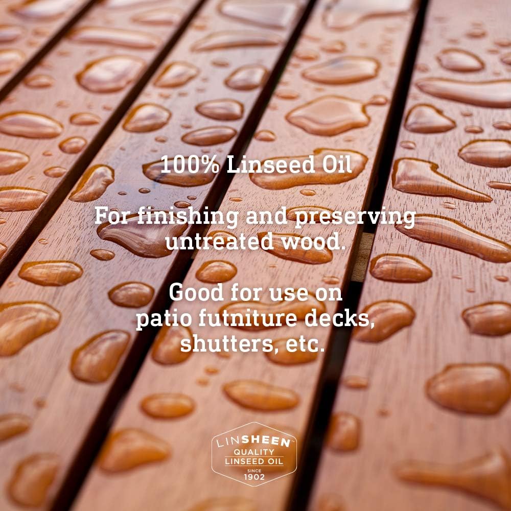 Raw Linseed Oil – Flaxseed Wood Treatment Conditioner to Rejuvenate, Restore and Condition Wood Patio Furniture, Decks to Kitchen Cutting Boards, 8 oz Bottle