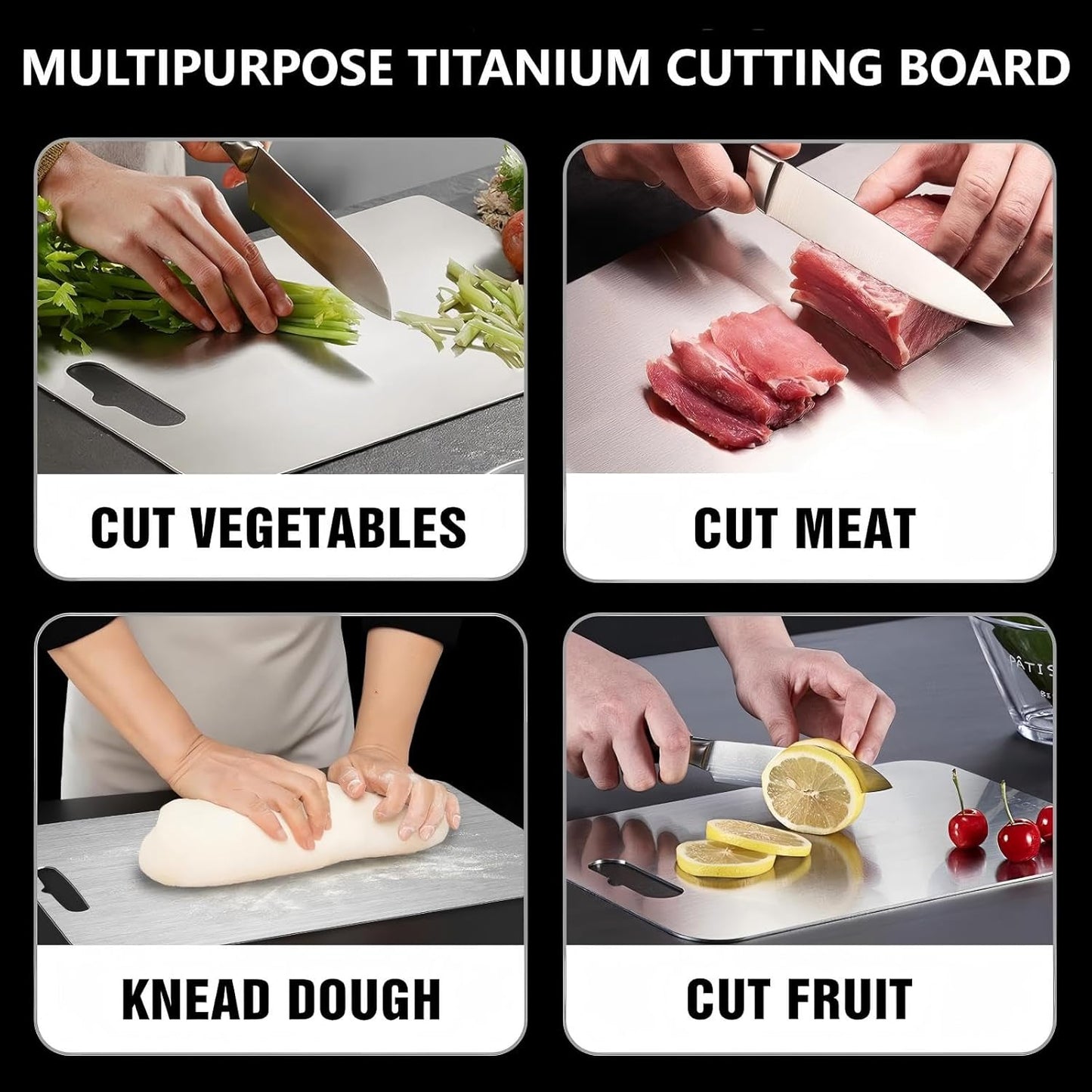 Titanium Cutting Board, Double Sided 2025 New Titanium Cutting Boards for Kitchen, Non Toxic Non Slip, Chopping Board, Dishwasher Safe, Easy to Clean (18''L x 12''W)